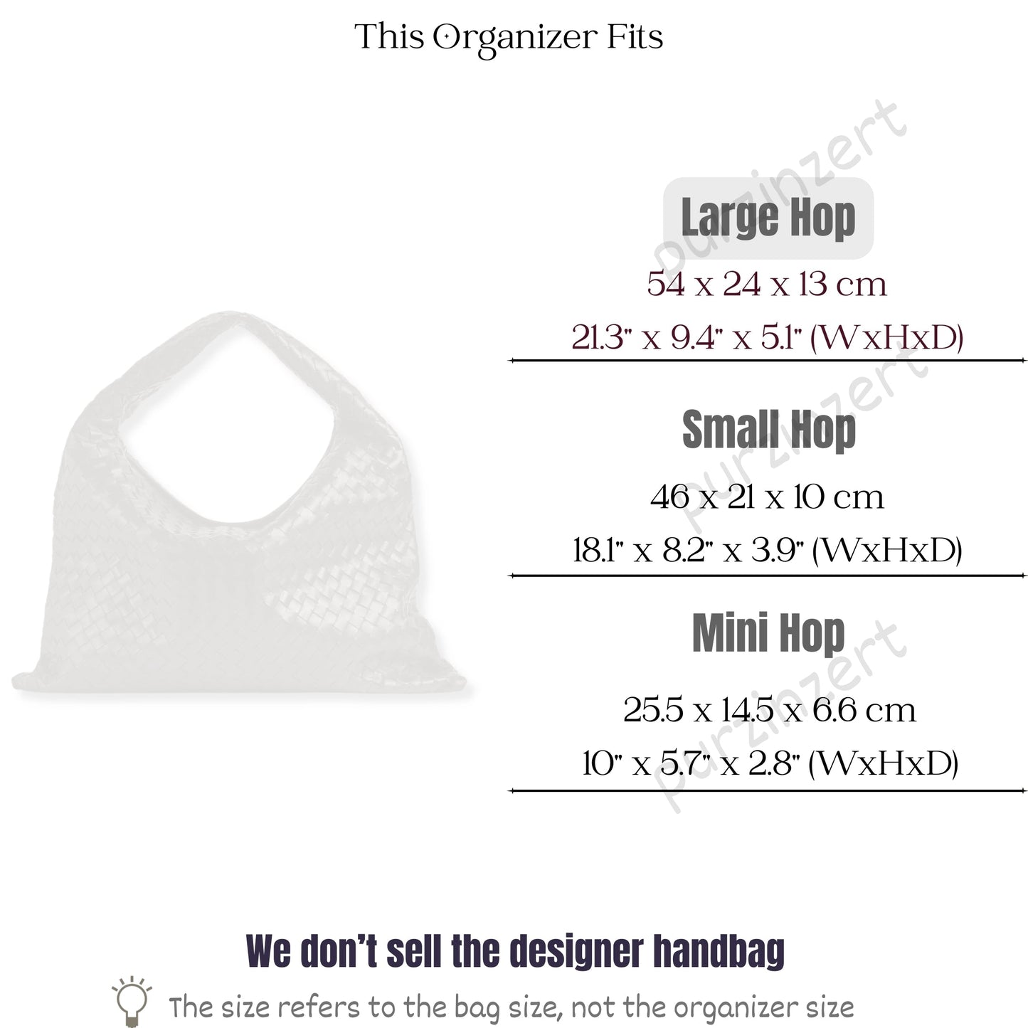 Bag Insert for (Bottega Veneta, BV Hop Large) Organizer of Silk Fabric