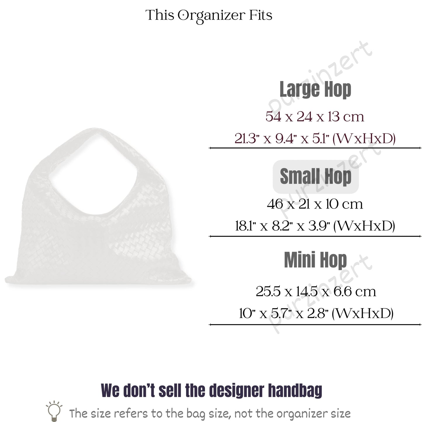Bag Insert for (Bottega Veneta, BV Hop Small) Organizer of Silk Fabric