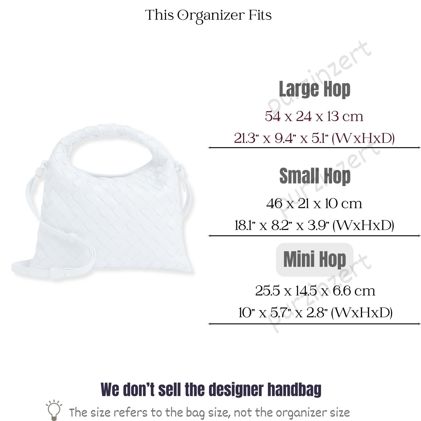 Bag Insert for (Bottega Veneta, BV Hop Mini) Organizer of Felt Fabric