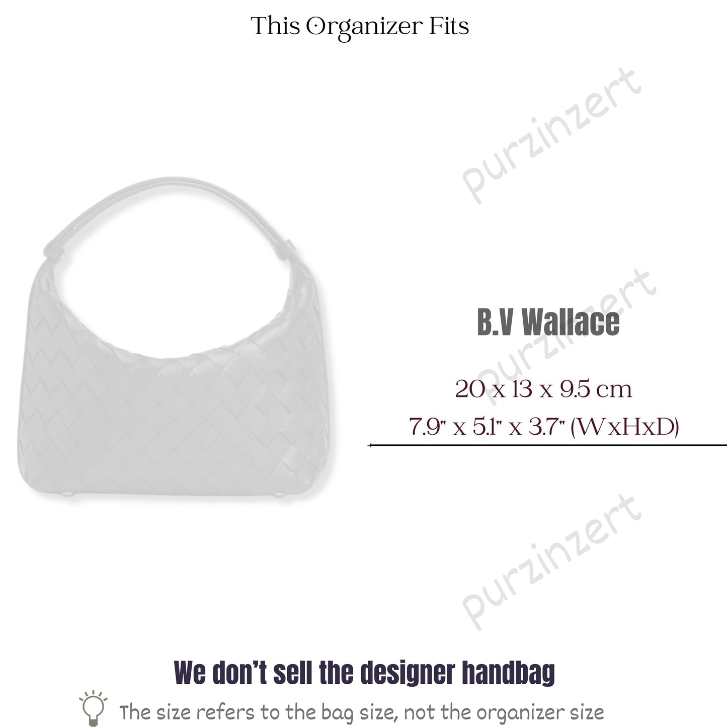 Bag Insert for (Bottega Veneta, BV Wallace) Organizer of Felt Fabric