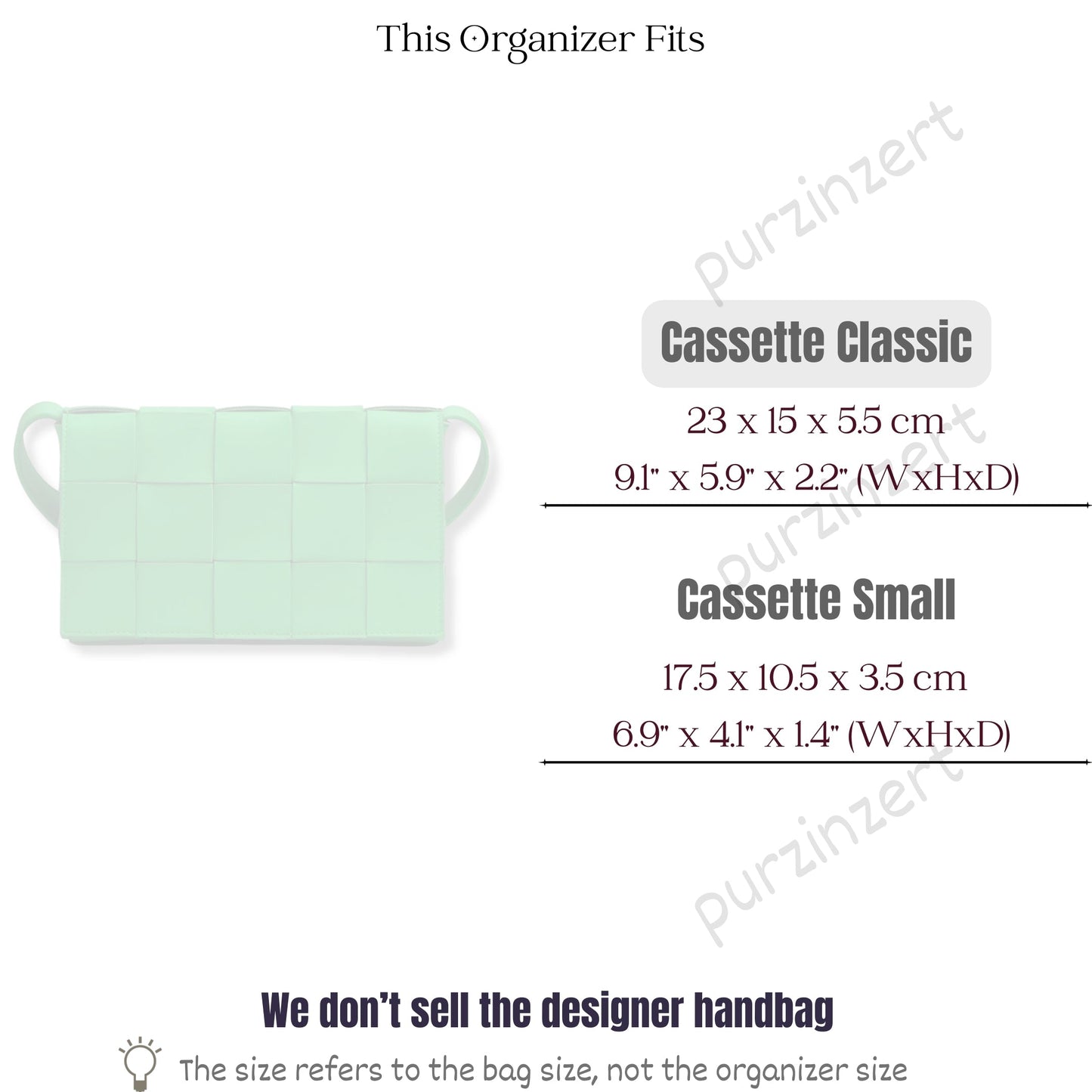 Bag Insert for (Bottega Veneta, Cassette Clasic) Organizer of Felt Fabric