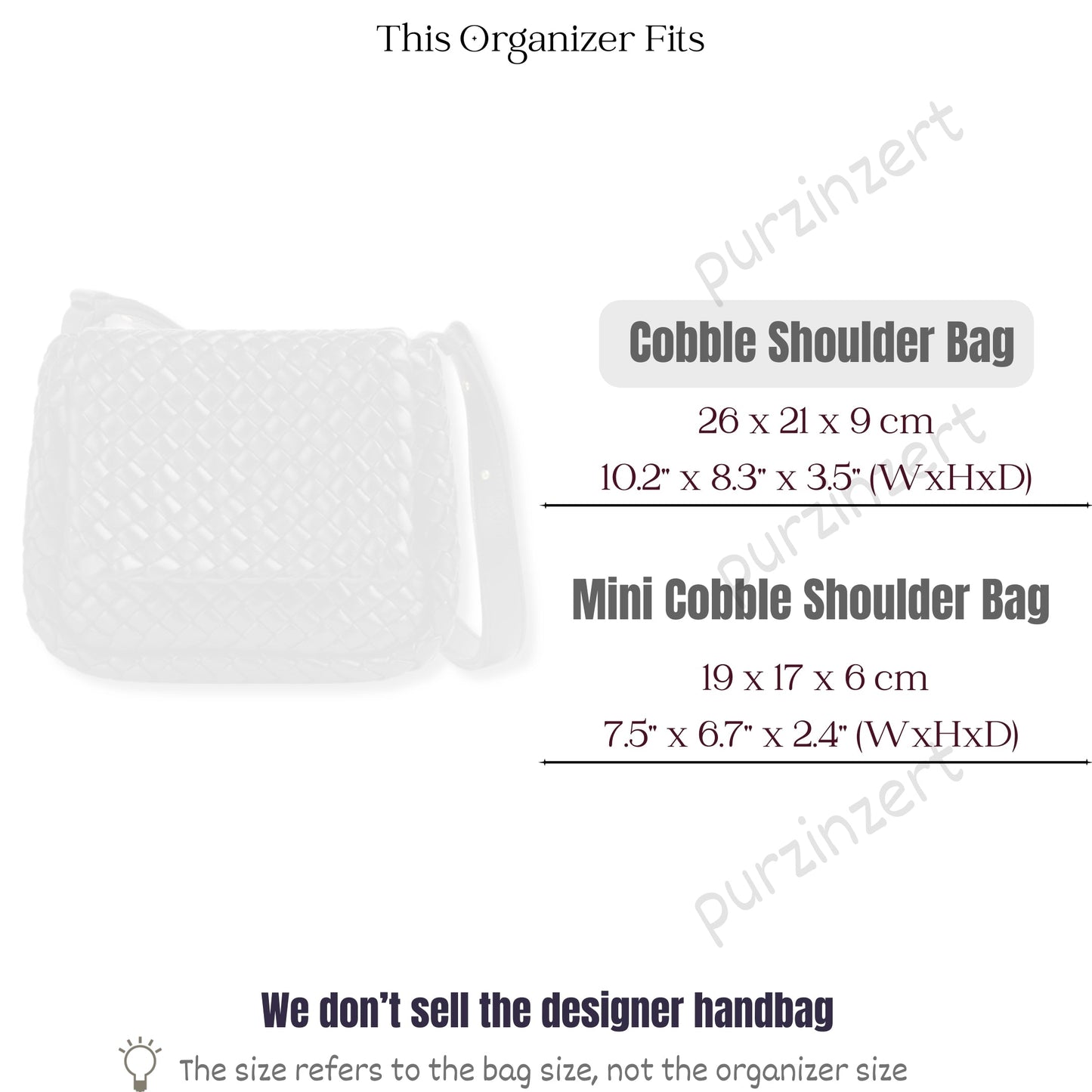 Bag Insert for (Bottega Veneta, Cobble Shoulder Bag 26cm) Organizer of Silk Fabric
