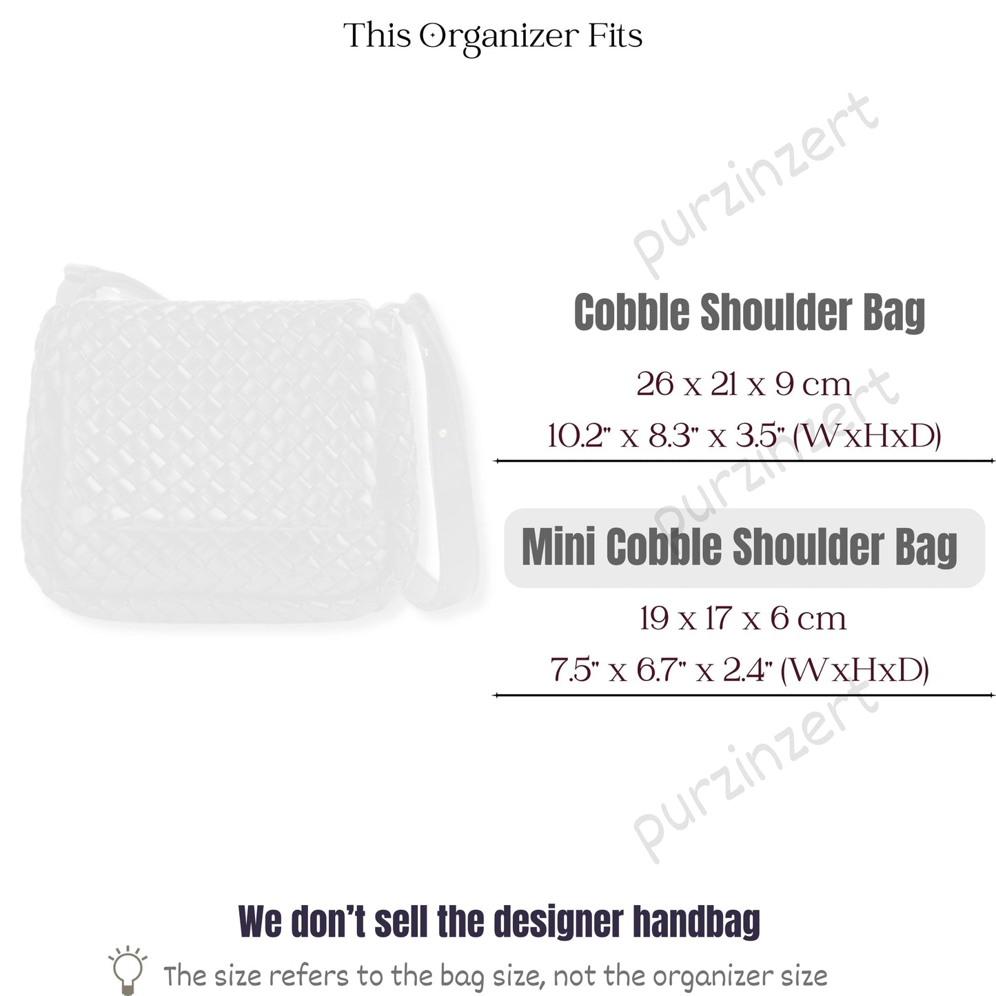 Bag Insert for (Bottega Veneta, Mini Cobble Shoulder Bag) Organizer of Felt Fabric
