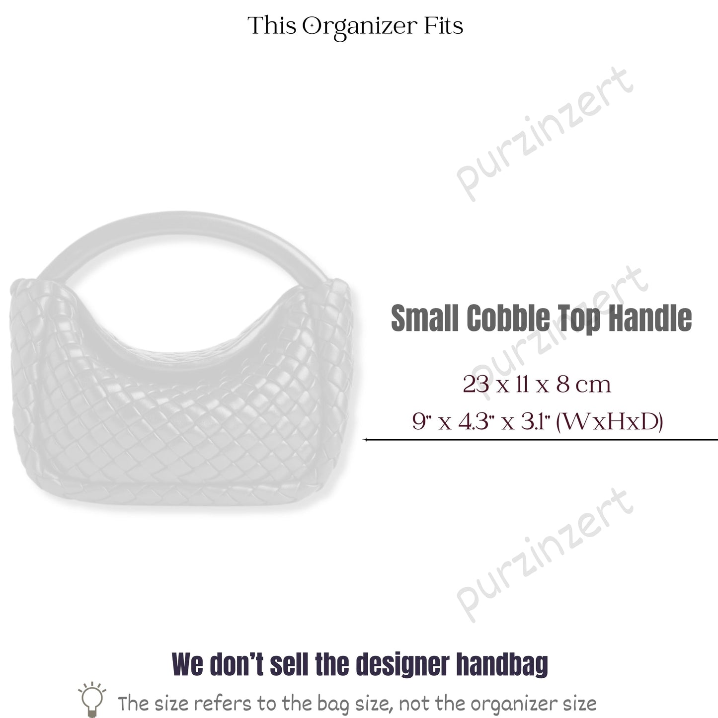 Bag Insert for (Bottega Veneta, Cobble Top Handle Small) Organizer of Felt Fabric