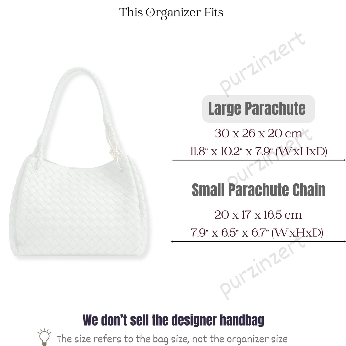 Bag Insert for (Bottega Veneta, Parachute Large) Organizer of Silk Fabric