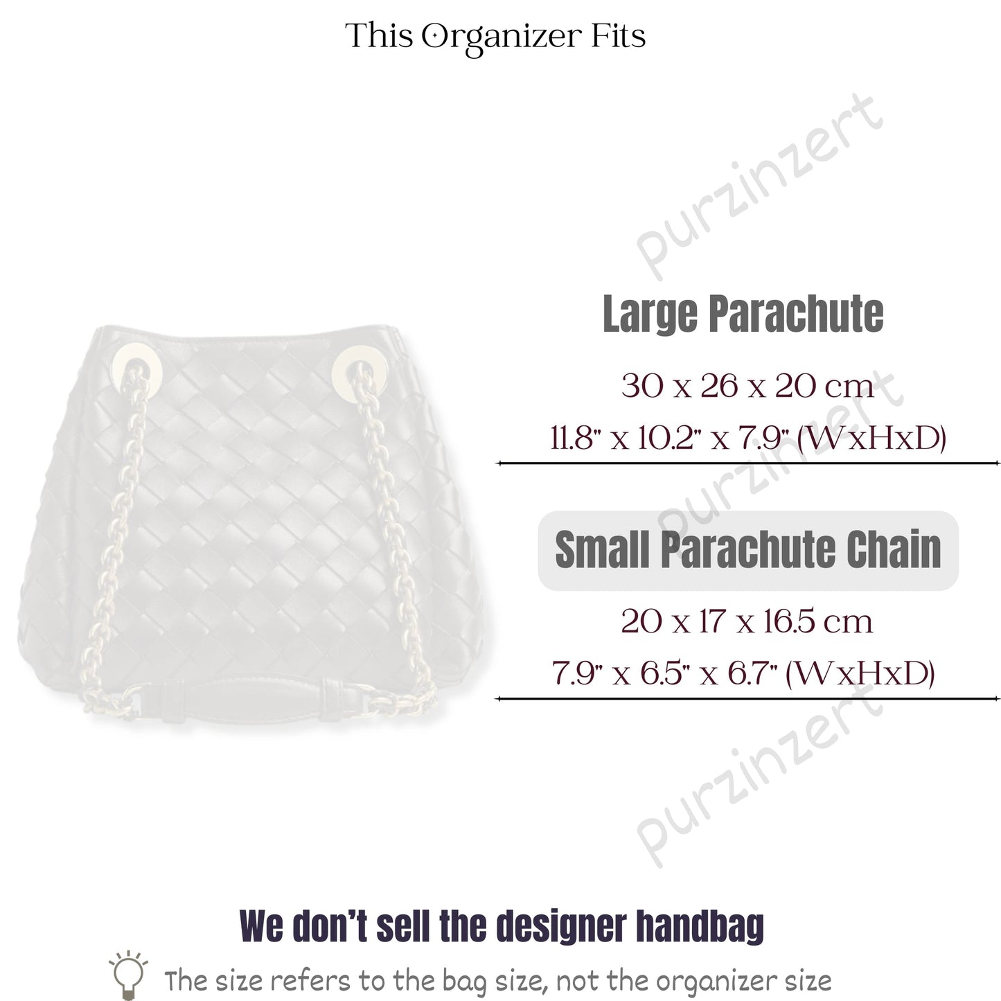 Bag Insert for (Bottega Veneta, Parachute Small) Organizer of Felt Fabric