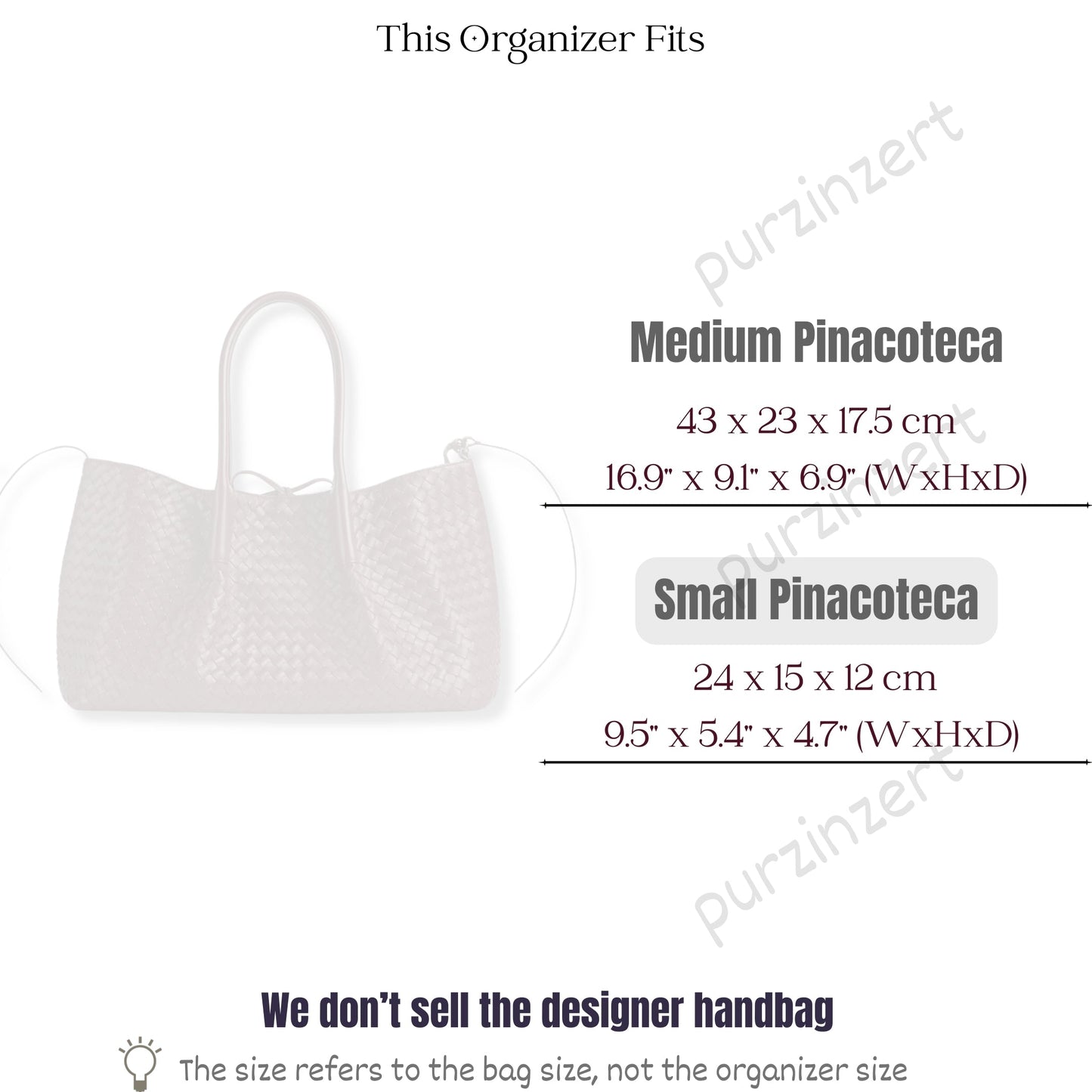 Bag Insert for (Bottega Veneta, Pinacoteca Small) Organizer of Felt Fabric