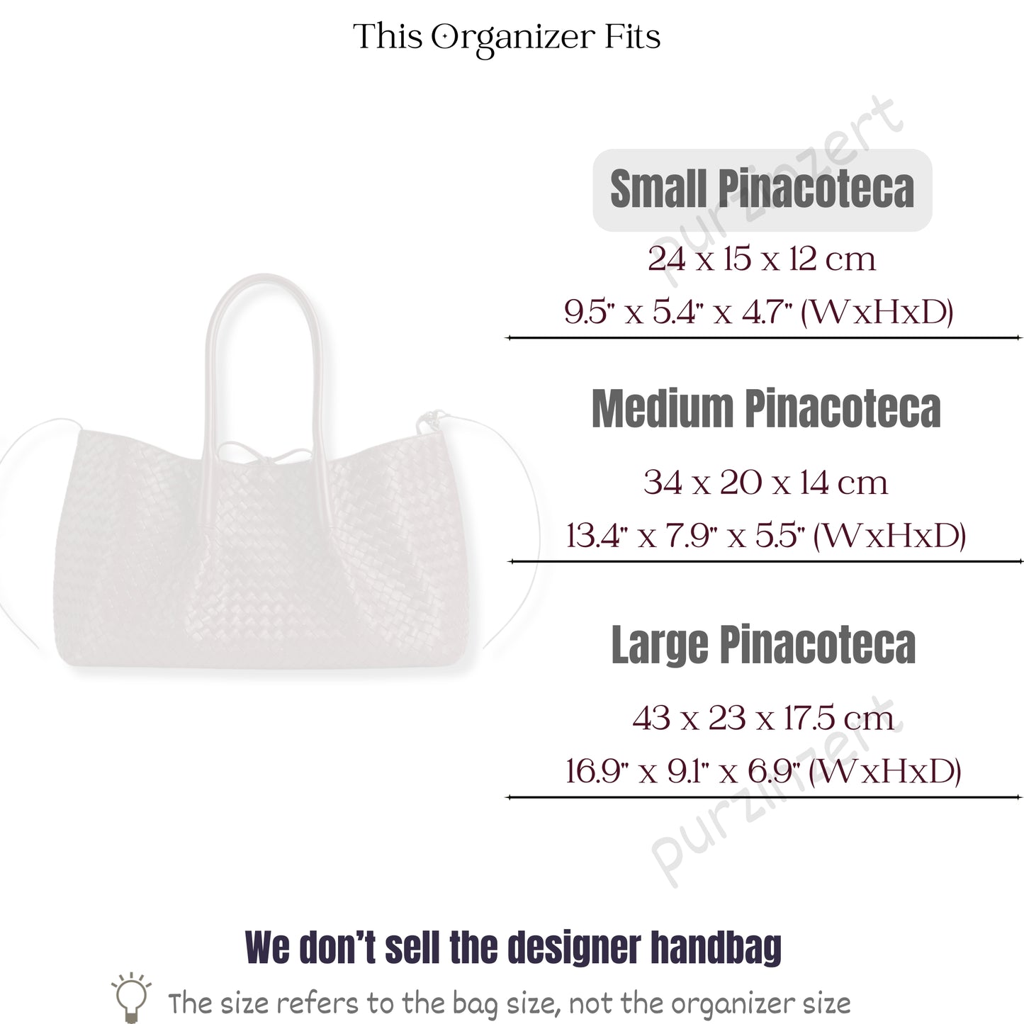 Bag Insert for (Bottega Veneta, Pinacoteca Small) Organizer of Nylon Fabric
