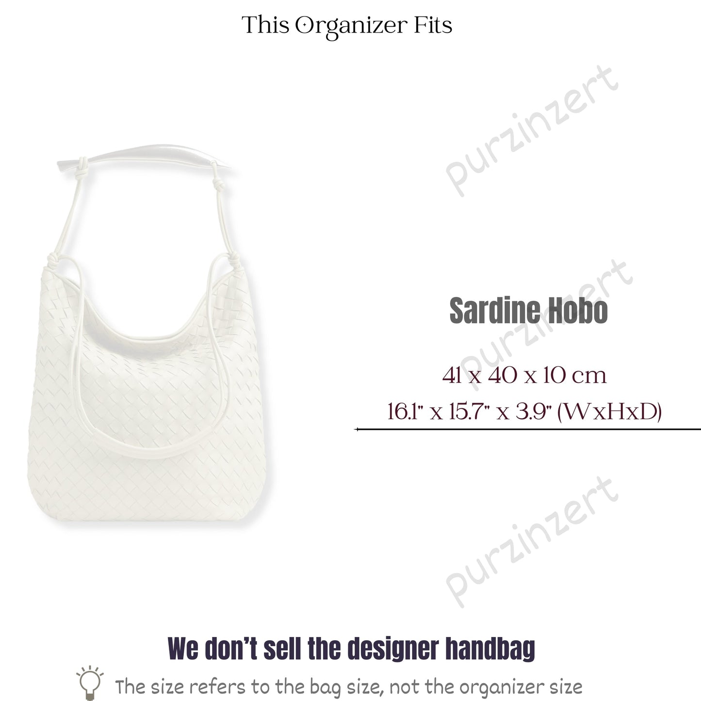 Bag Insert for (Bottega Veneta, Sardine Hobo) Organizer of Felt Fabric