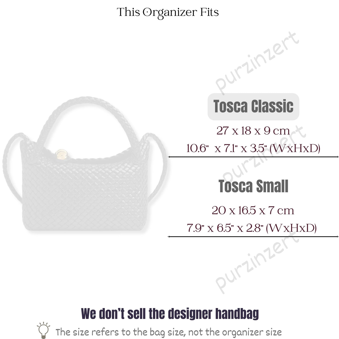 Bag Insert for (Bottega Veneta, Tosca 27cm) Organizer of Felt Fabric
