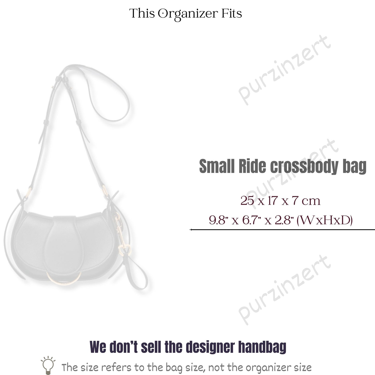 Bag Insert for (Chloe, Small Ride Crossbody) Organizer of Nylon Fabric