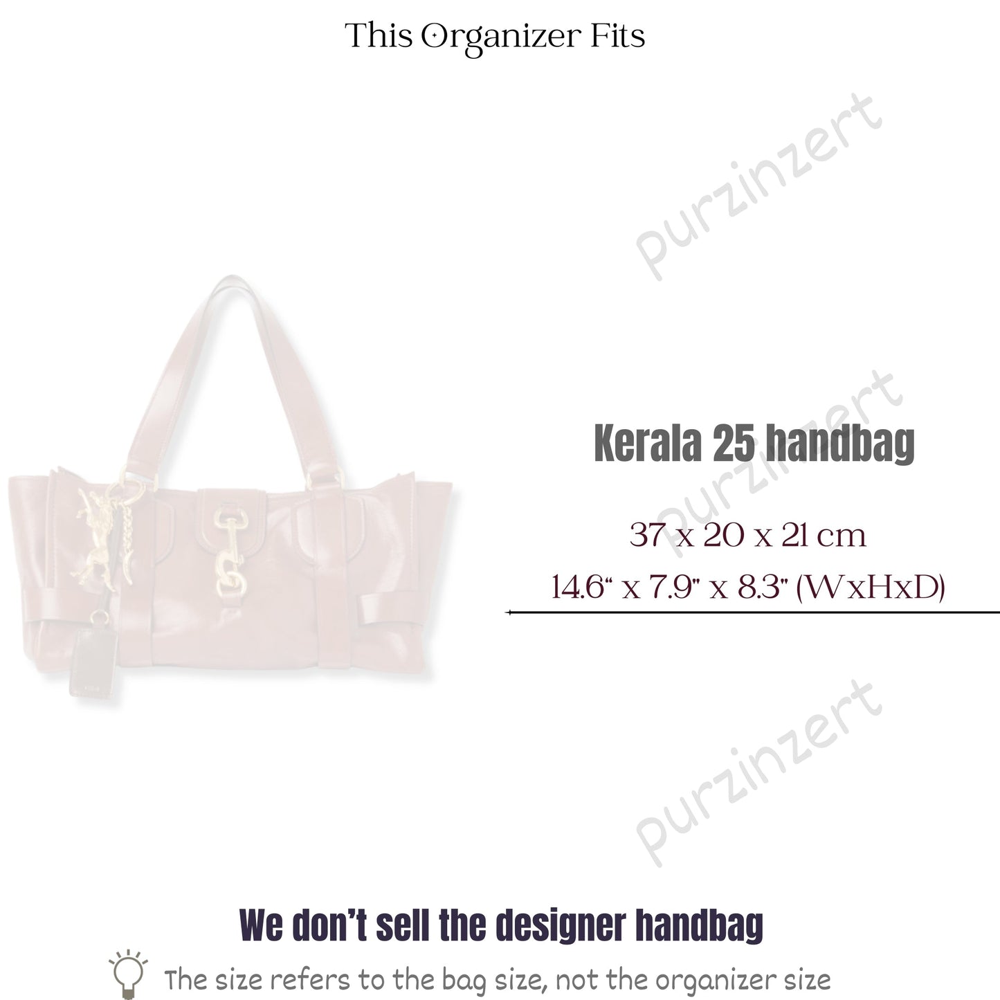 Bag Insert for (Chloe, Kerala 25) Organizer of Felt Fabric