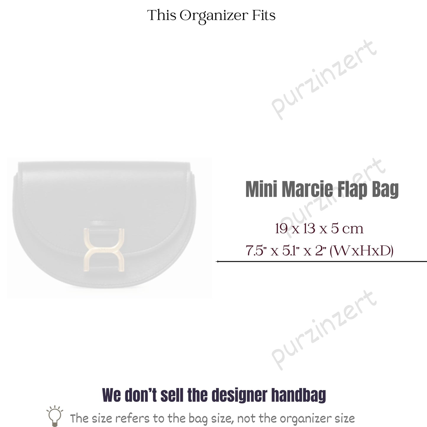 Bag Insert for (Chloe, Marcie Flap Mini) Organizer of Felt Fabric