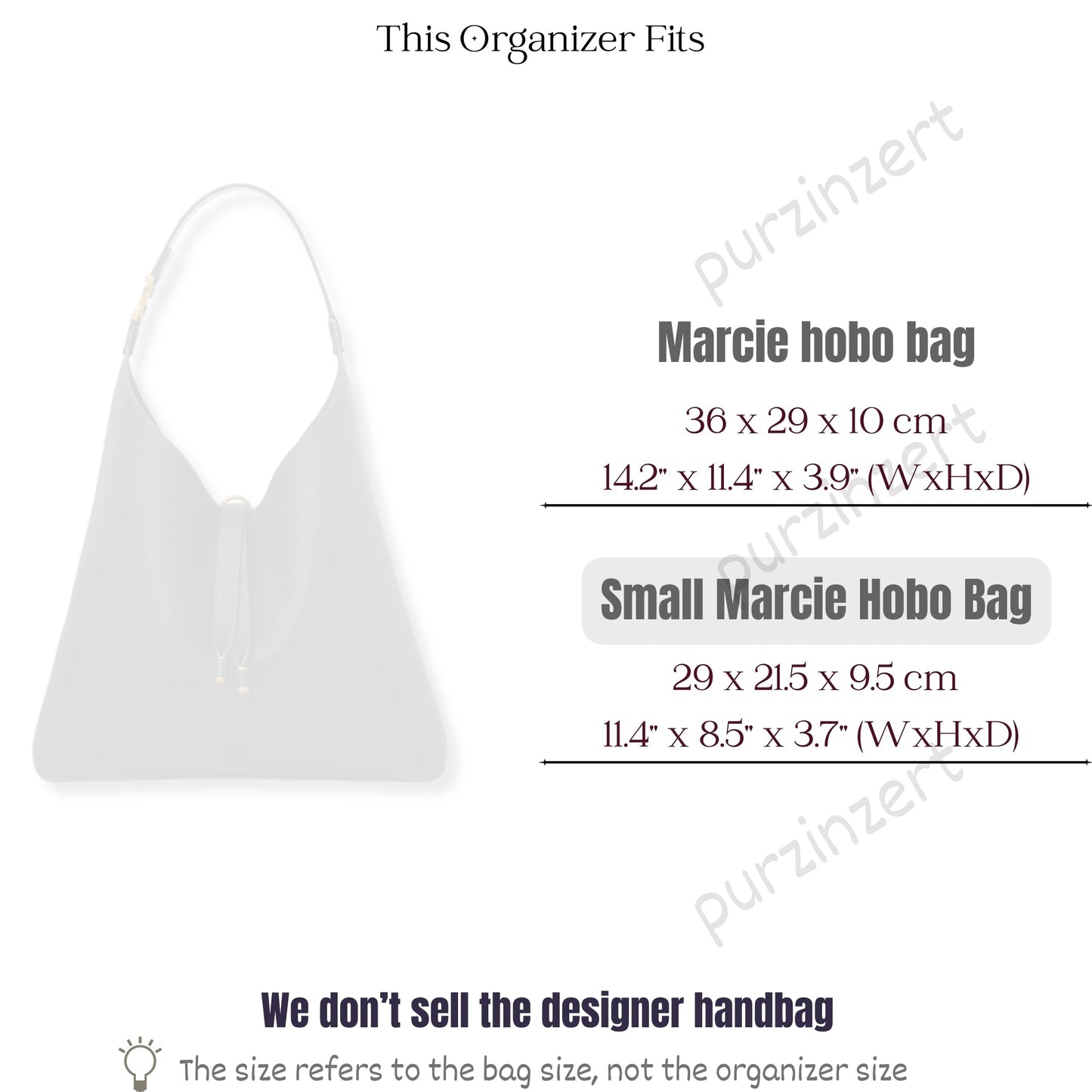 Bag Insert for (Chloe, Small Marcie Hobo Bag) Organizer of Felt Fabric