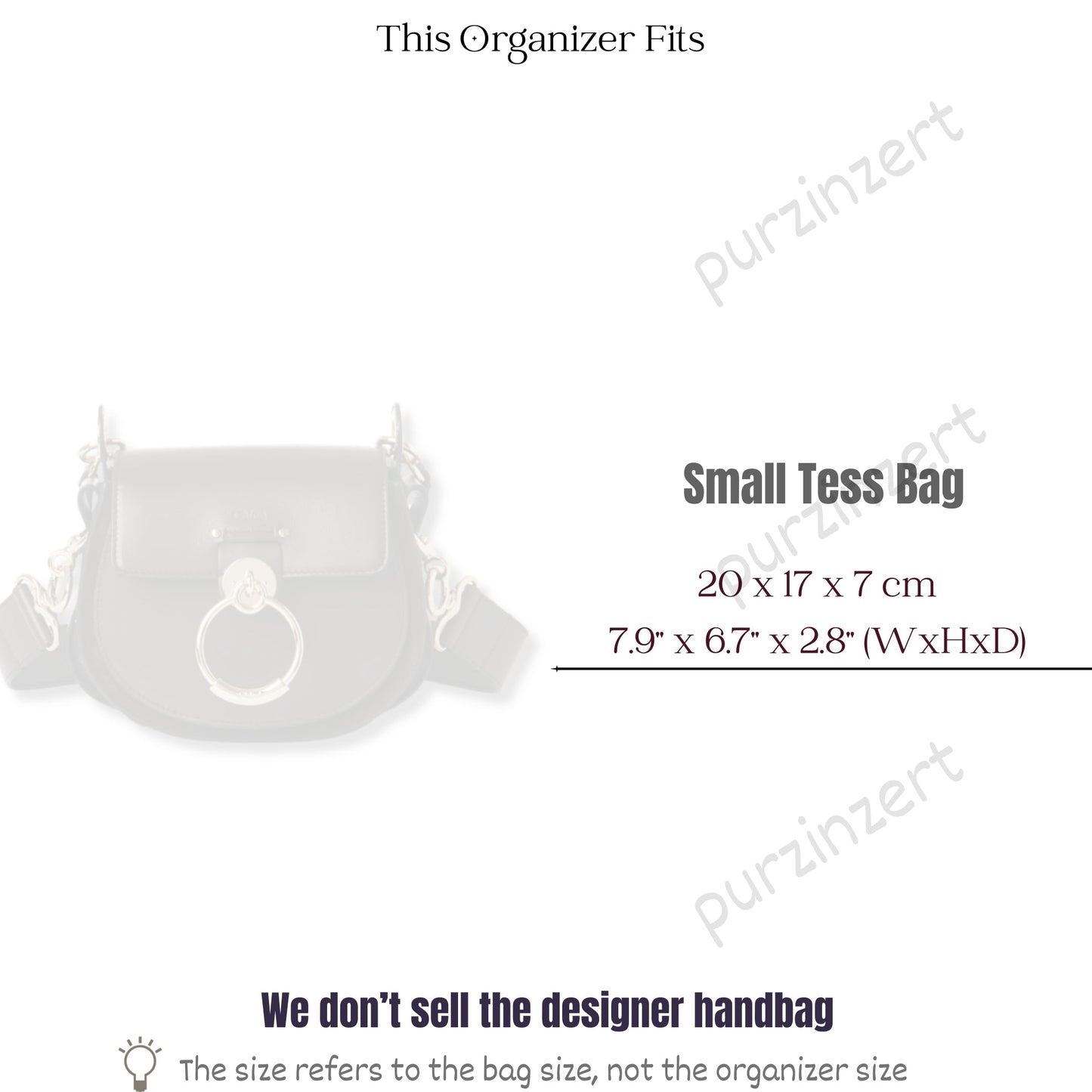 Bag Insert for (Chloe, Small Tess Bag) Organizer of Felt Fabric