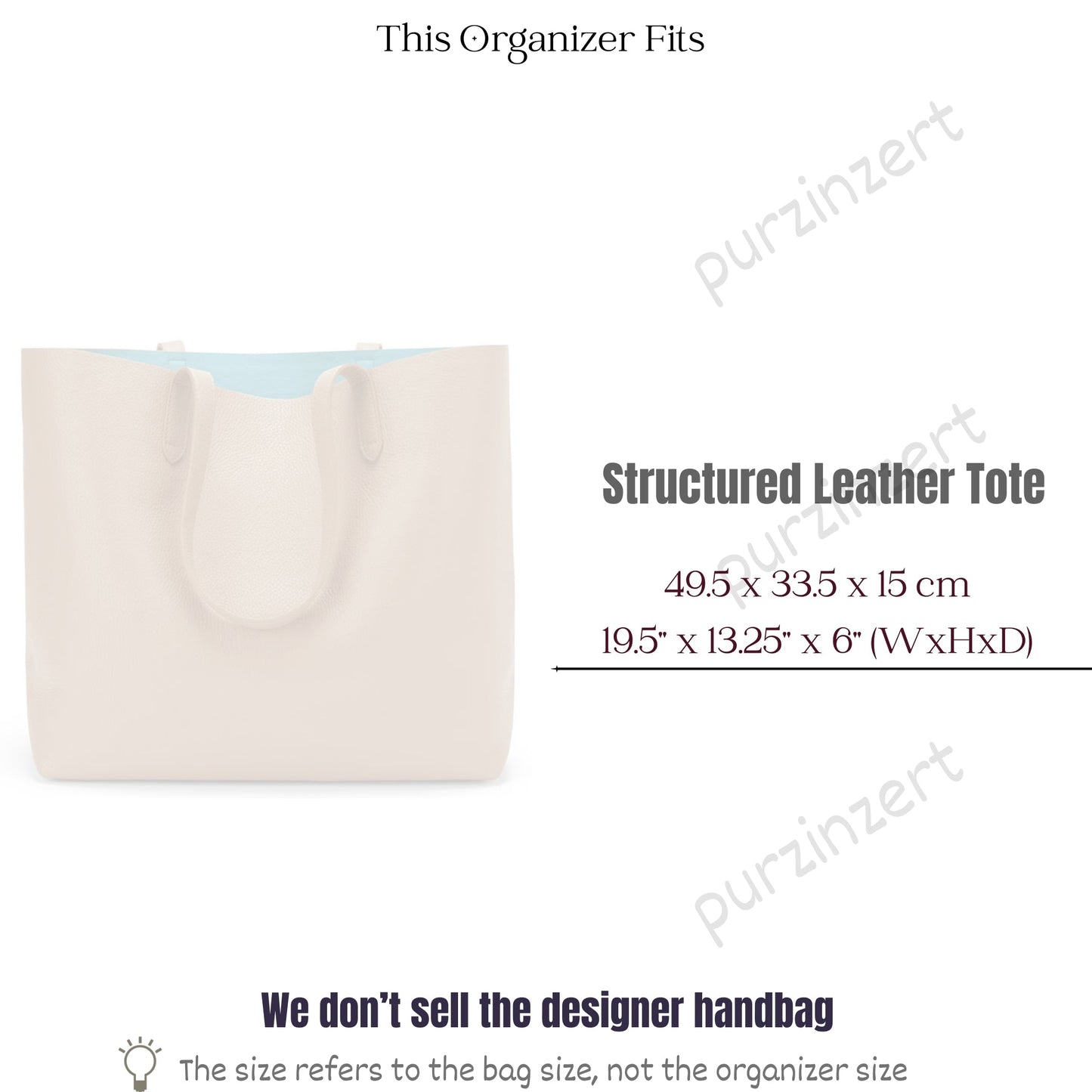 Bag Insert for (Cuyana, Classic Structured Leather Tote) Organizer of Nylon Fabric