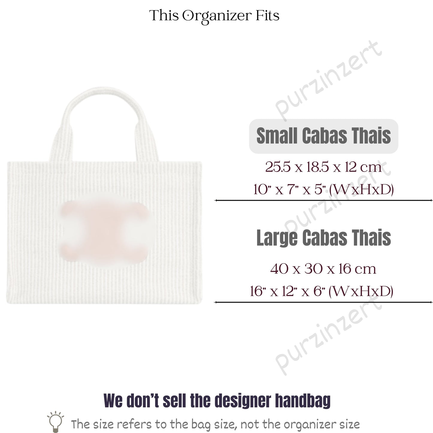 Bag Insert for (Celine, Small Cabas Thais) Organizer of Silk Fabric