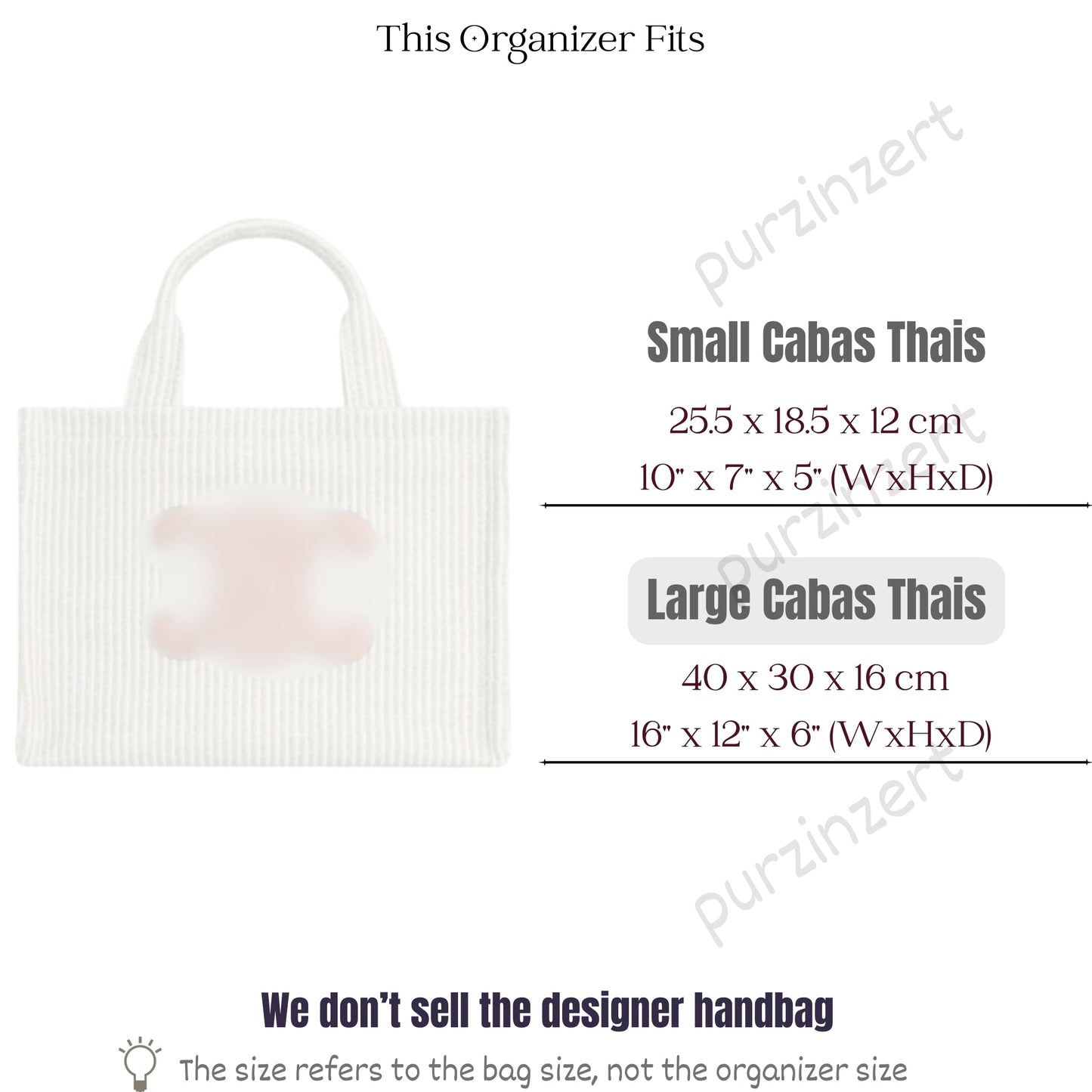 Bag Insert for (Celine, Large Cabas Thais) Organizer of Silk Fabric