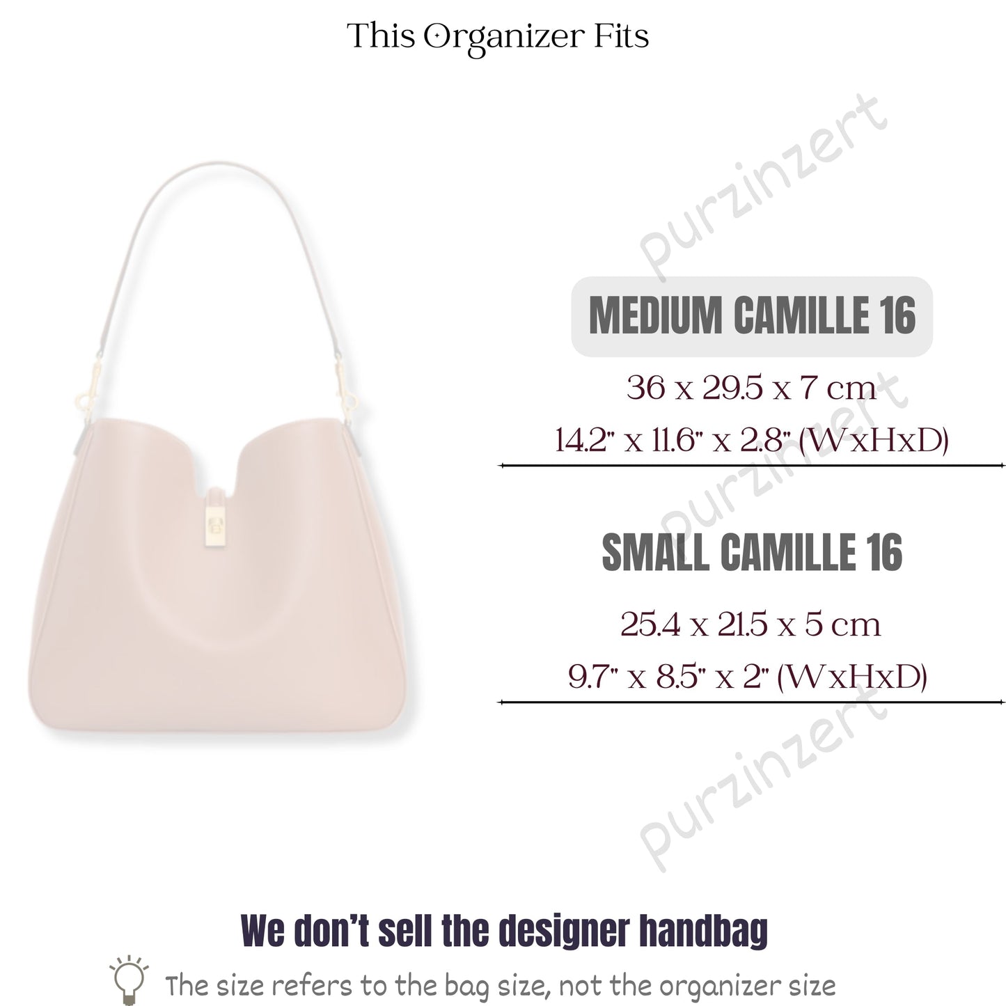 Bag Insert for (Celine, Medium Camille 16) Organizer of Felt Fabric