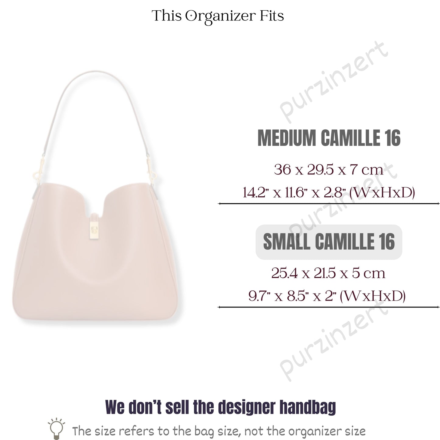 Bag Insert for (Celine, Small Camille 16) Organizer of Felt Fabric