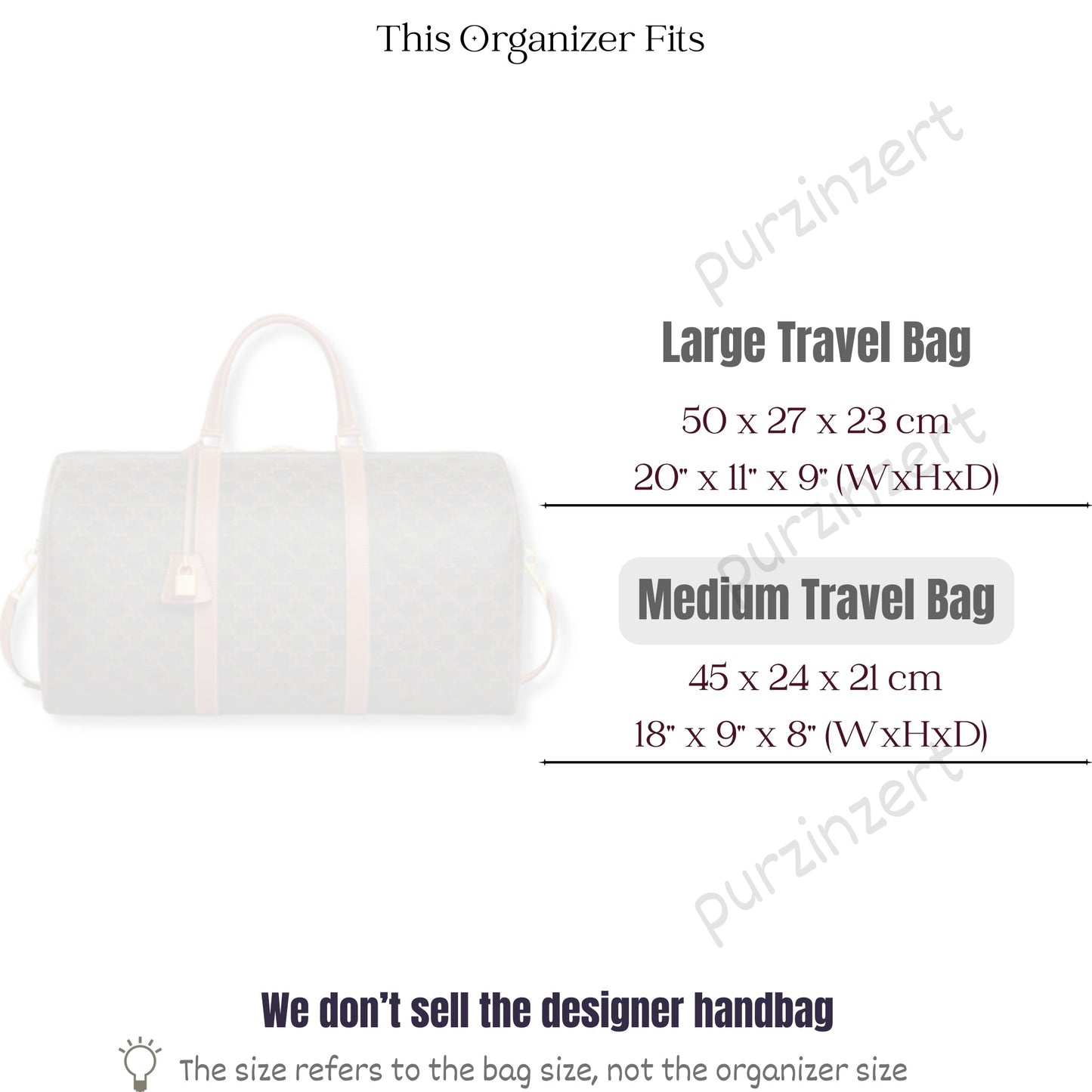 Bag Insert for (Celine, Medium Travel Bag) Organizer of Felt Fabric