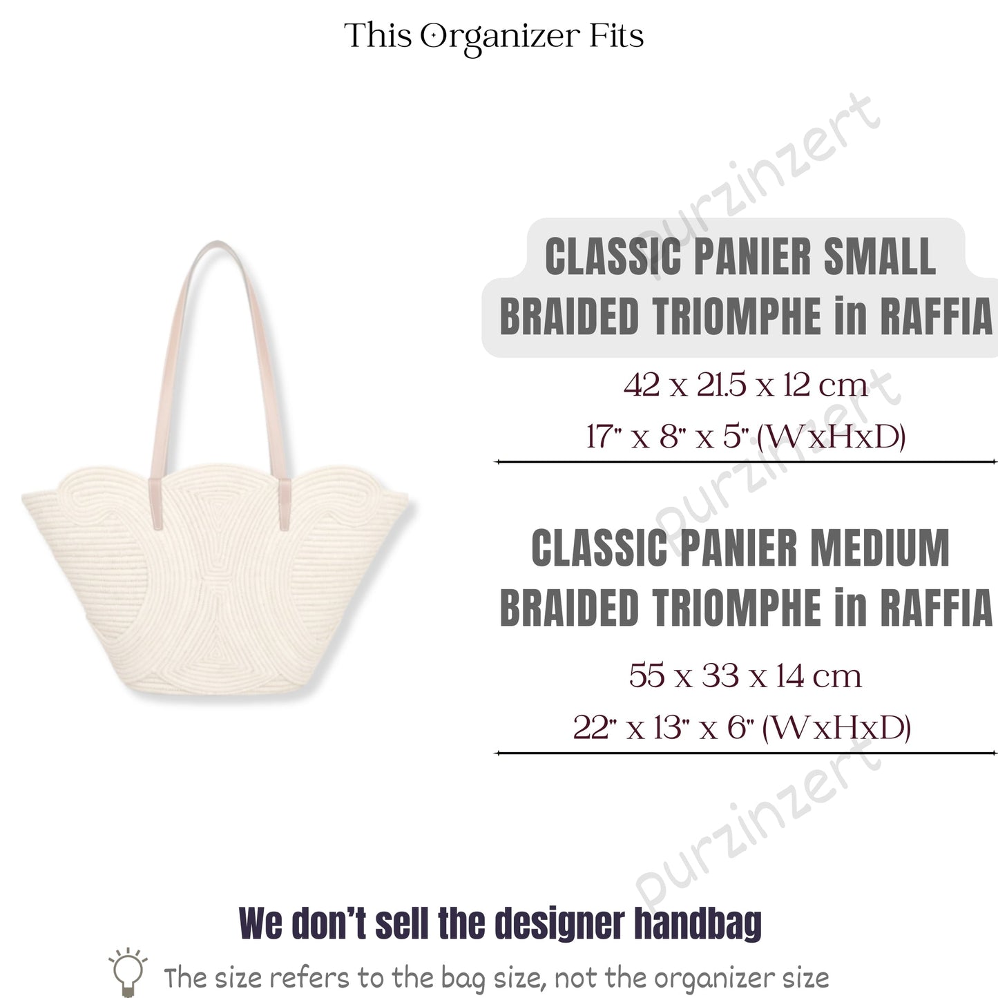 Bag Insert for (Celine, Classic Panier Braided Triomphe Small) Organizer of Felt Fabric