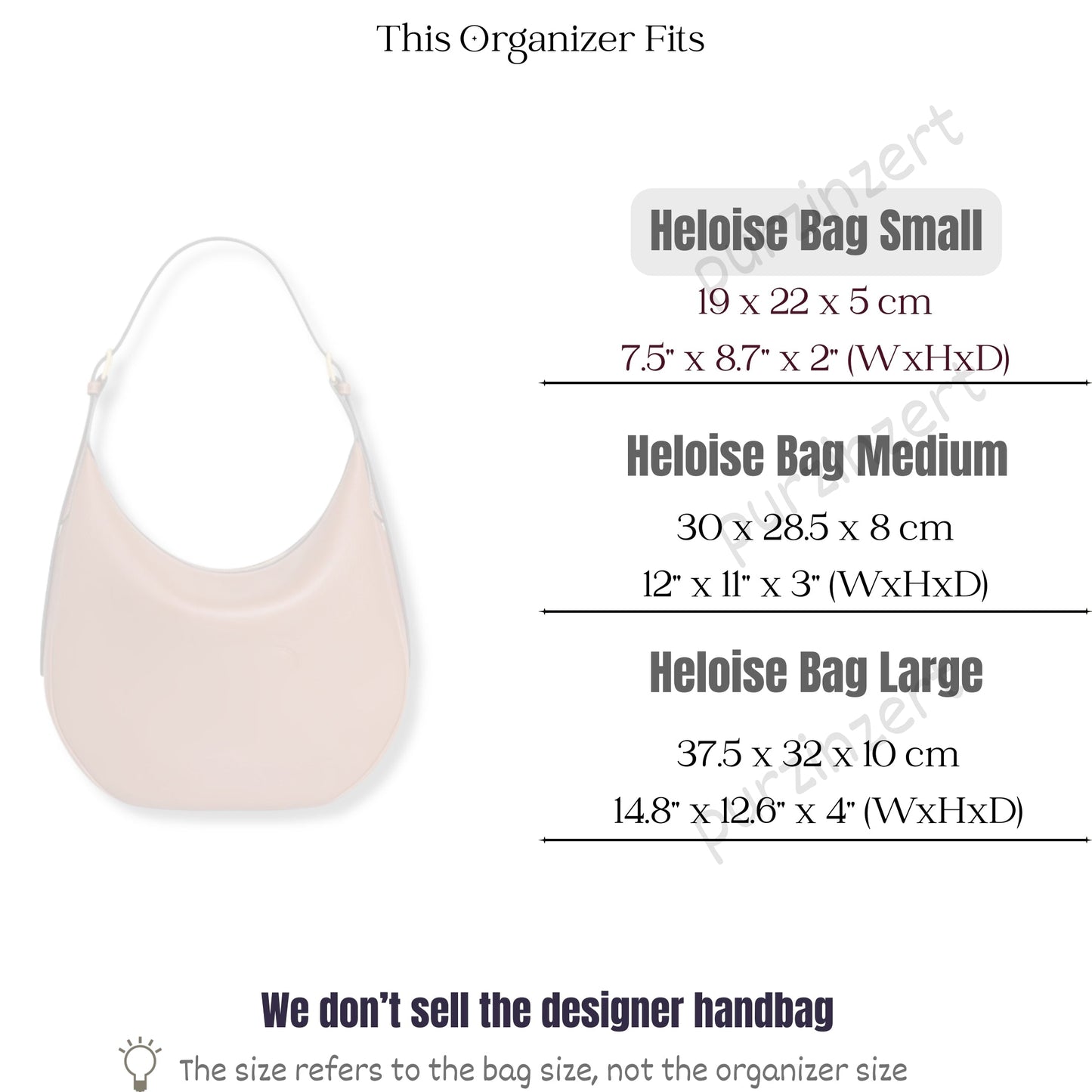 Bag Insert for (Celine, Heloise Bag Small) Organizer of Felt Fabric