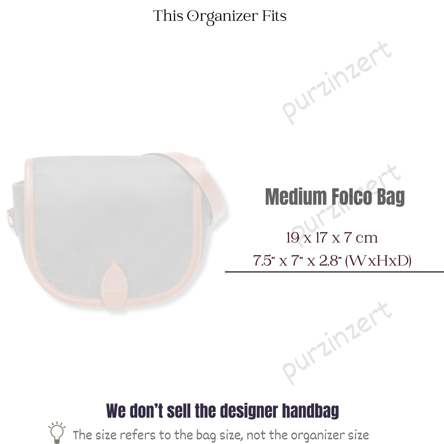 Bag Insert for (Celine, Medium Folco Bag) Organizer of Felt Fabric