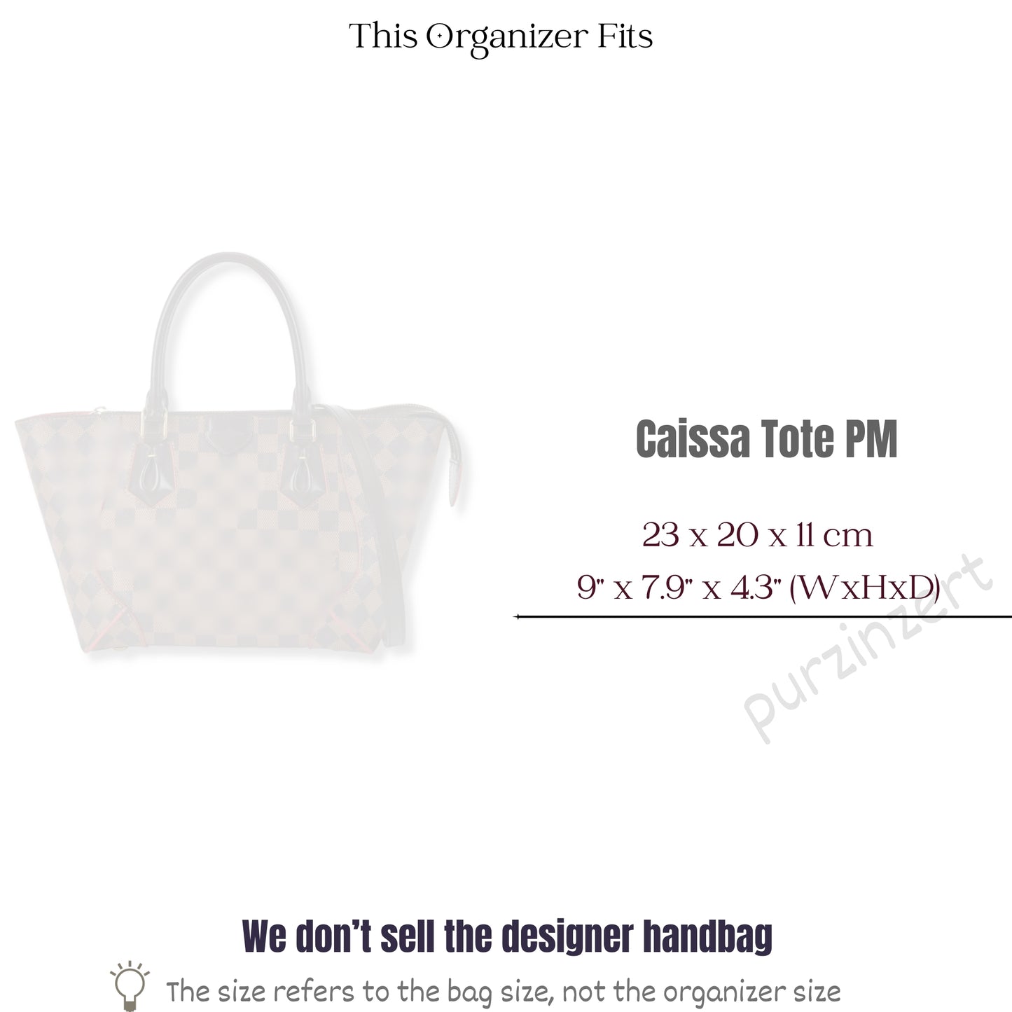 Bag Insert for (LV, Caissa Tote PM (Small)) Organizer of Felt Fabric