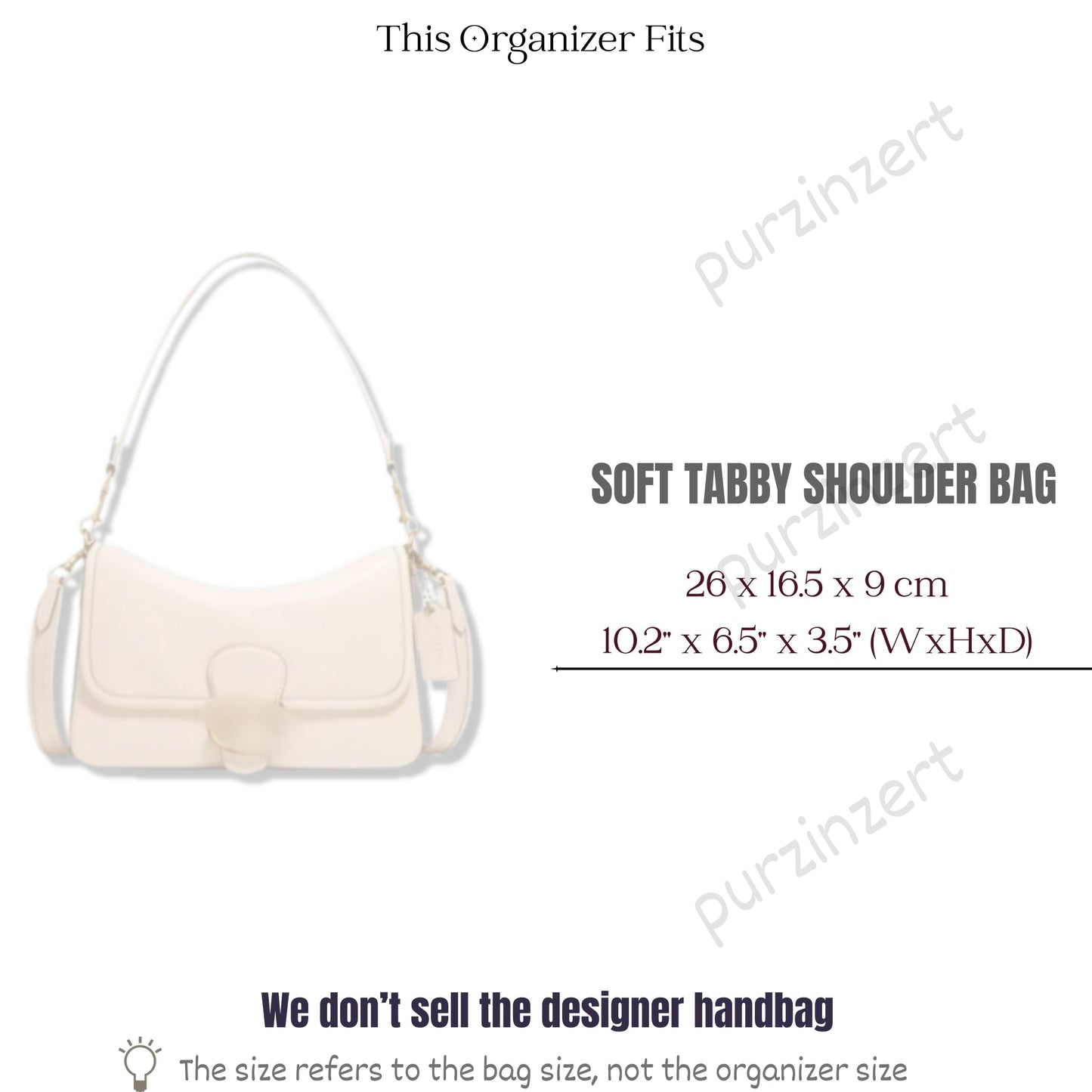 Bag Insert for (Coach, Soft Tabby Shoulder Bag) Organizer of Silk Fabric