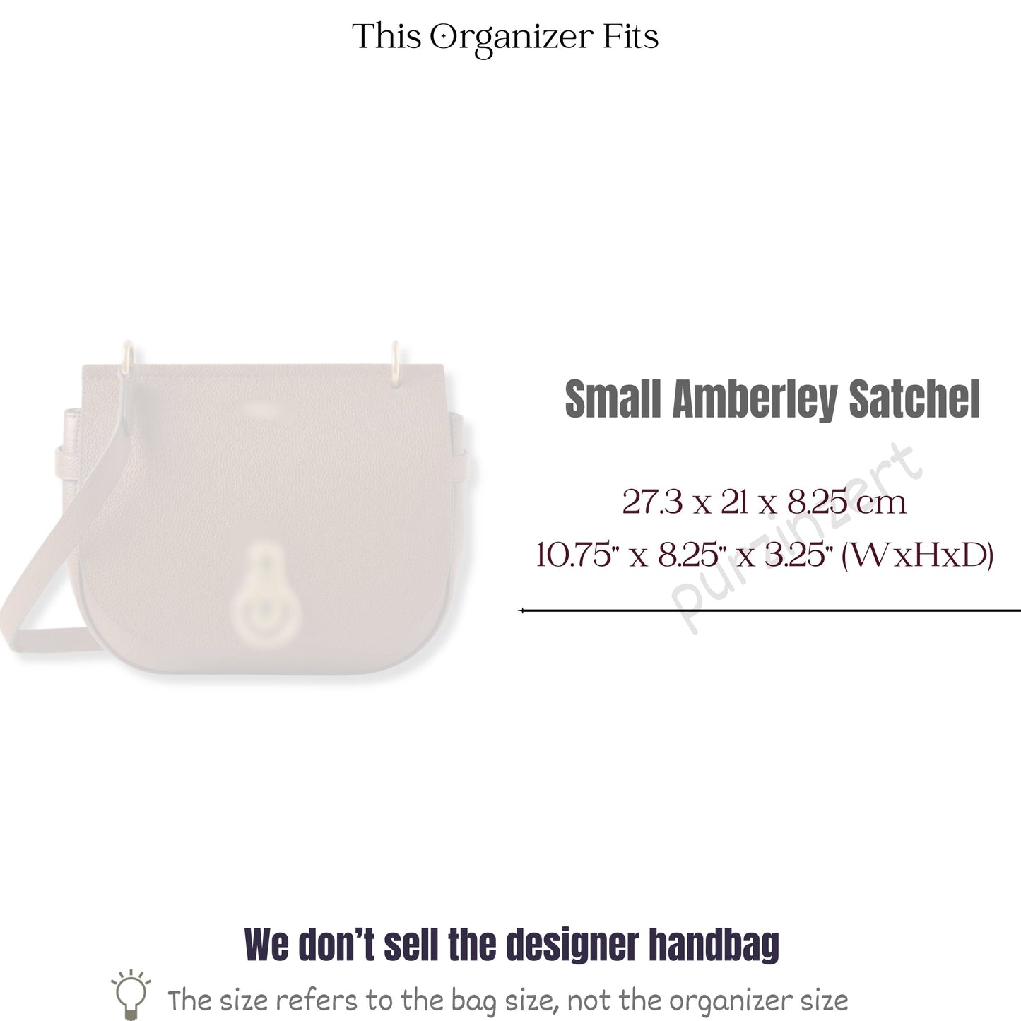Bag Insert for (Mulberry, Amberley Satchel Small) Organizer of Felt Fabric