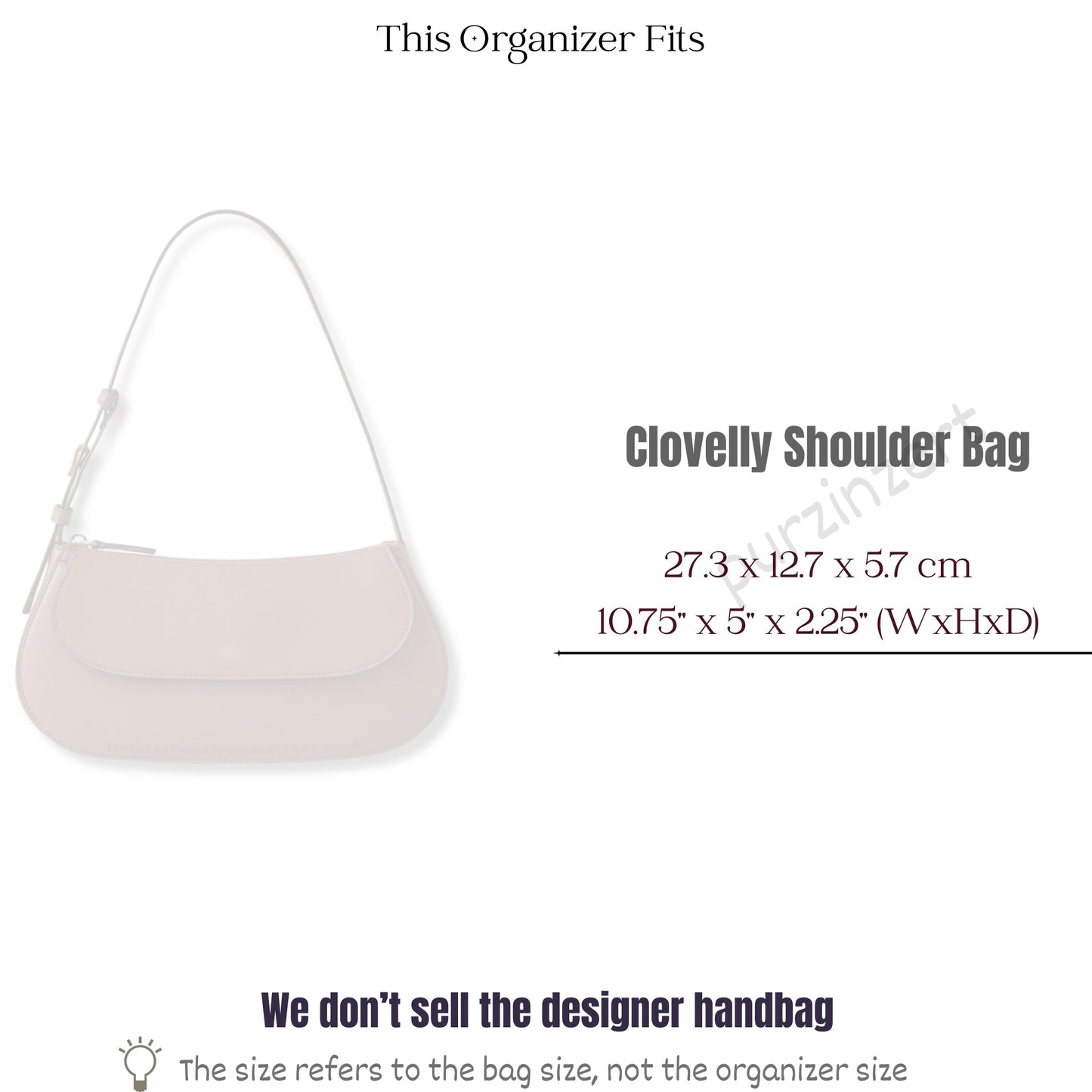 Bag Insert for (Mulberry, Clovelly Shoulder Bag) Organizer of Felt Fabric