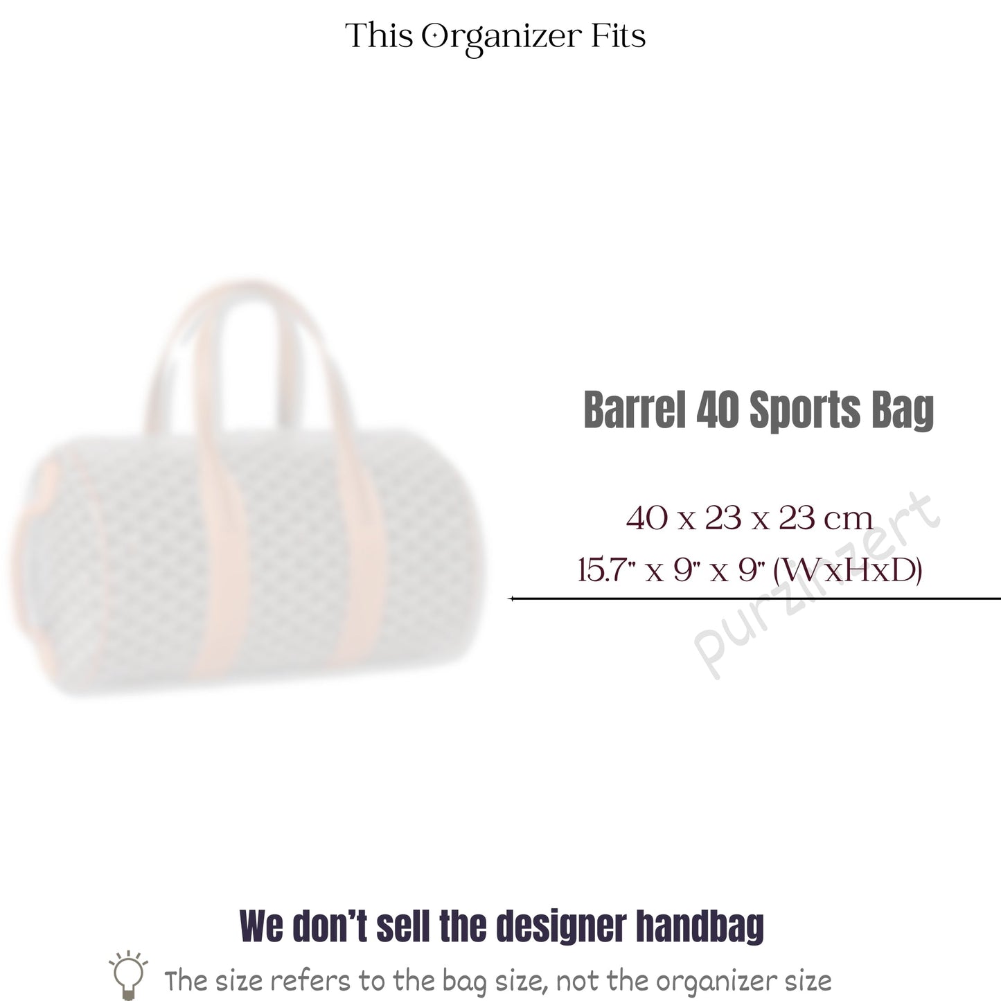 Bag Insert for (Goyard, Barrel 40 Sports Bag) Organizer of Silk Fabric