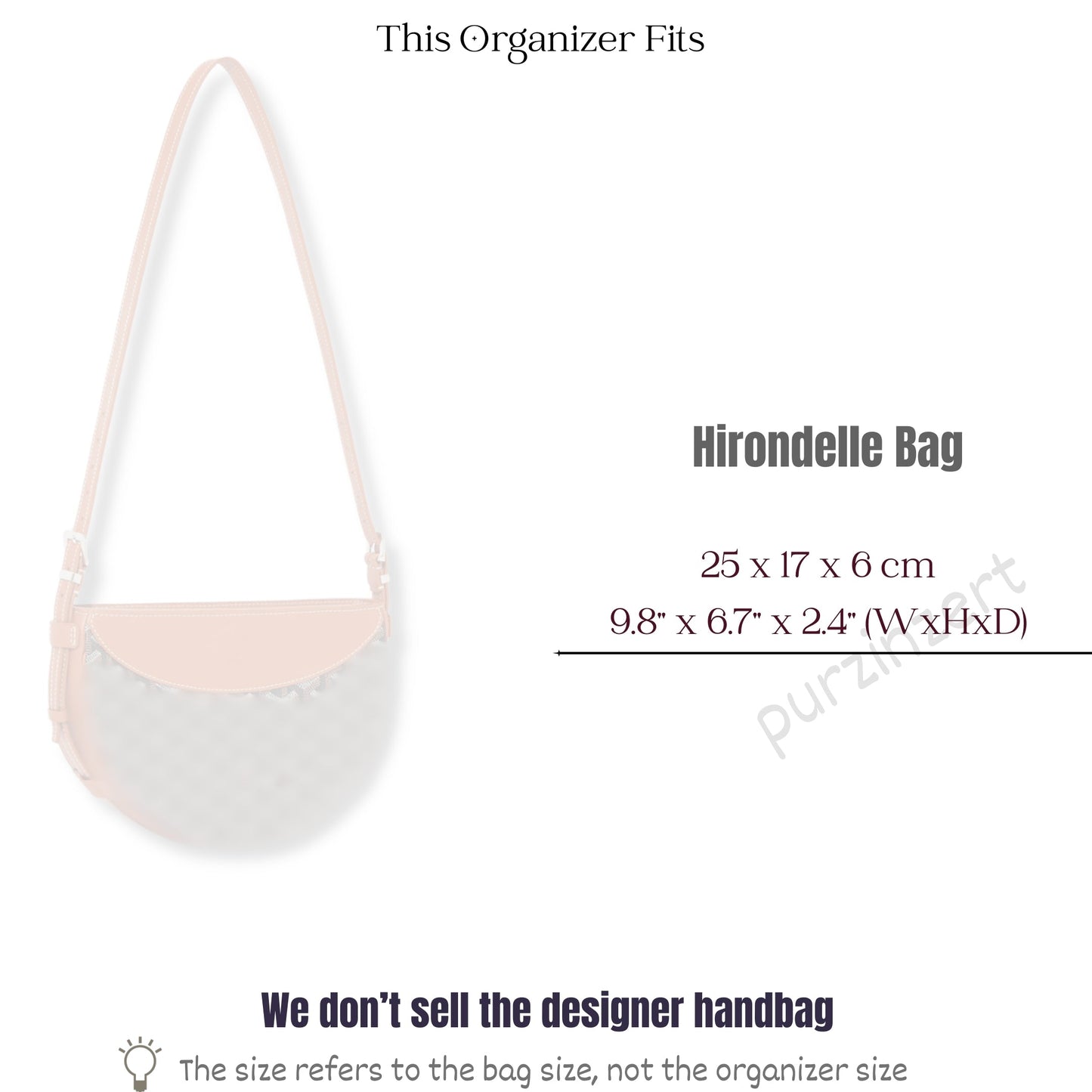 Bag Insert for (Goyard, Hirondelle Bag) Organizer of Nylon Fabric