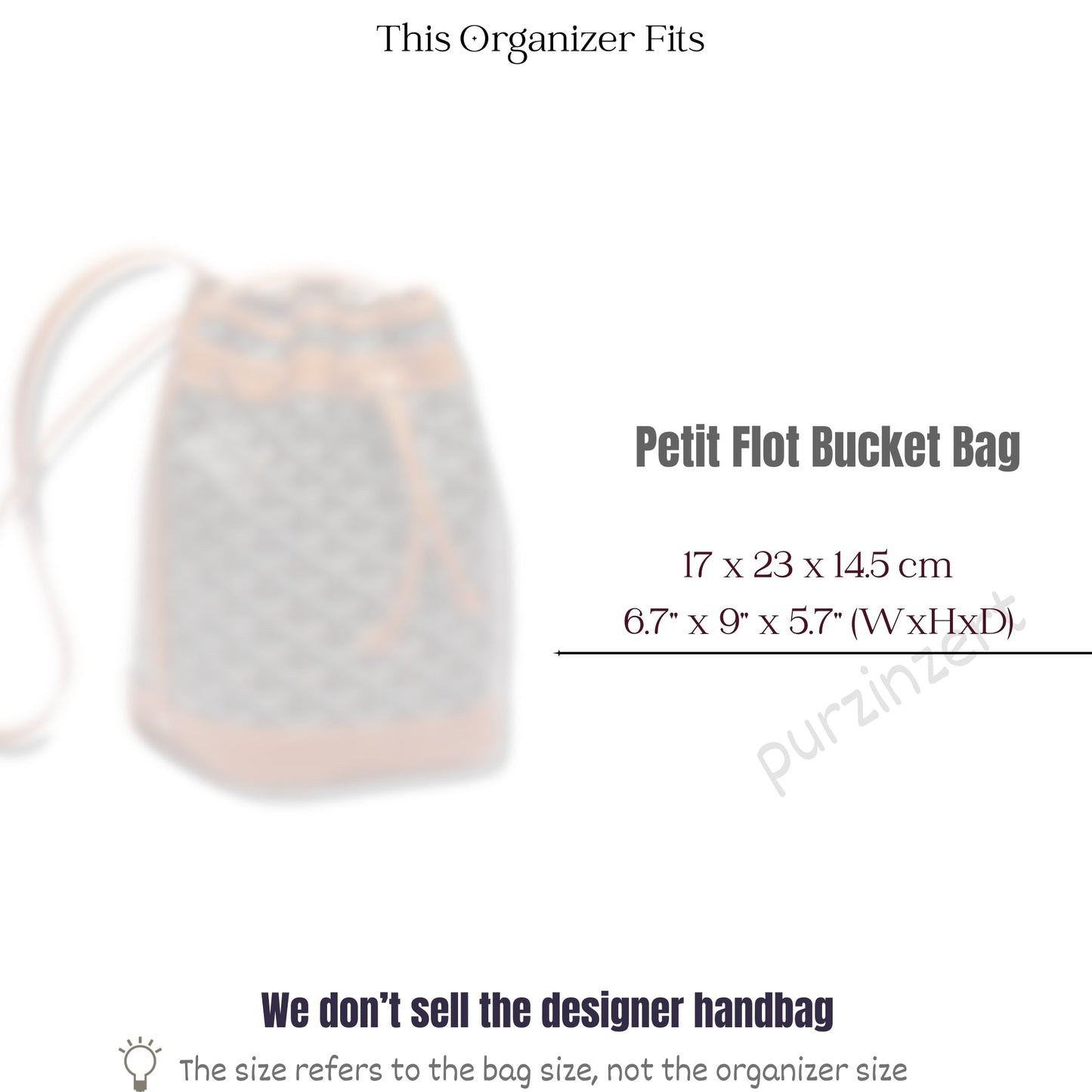 Bag Insert for (Goyard, Petit Flot Bucket Bag) Organizer of Silk Fabric