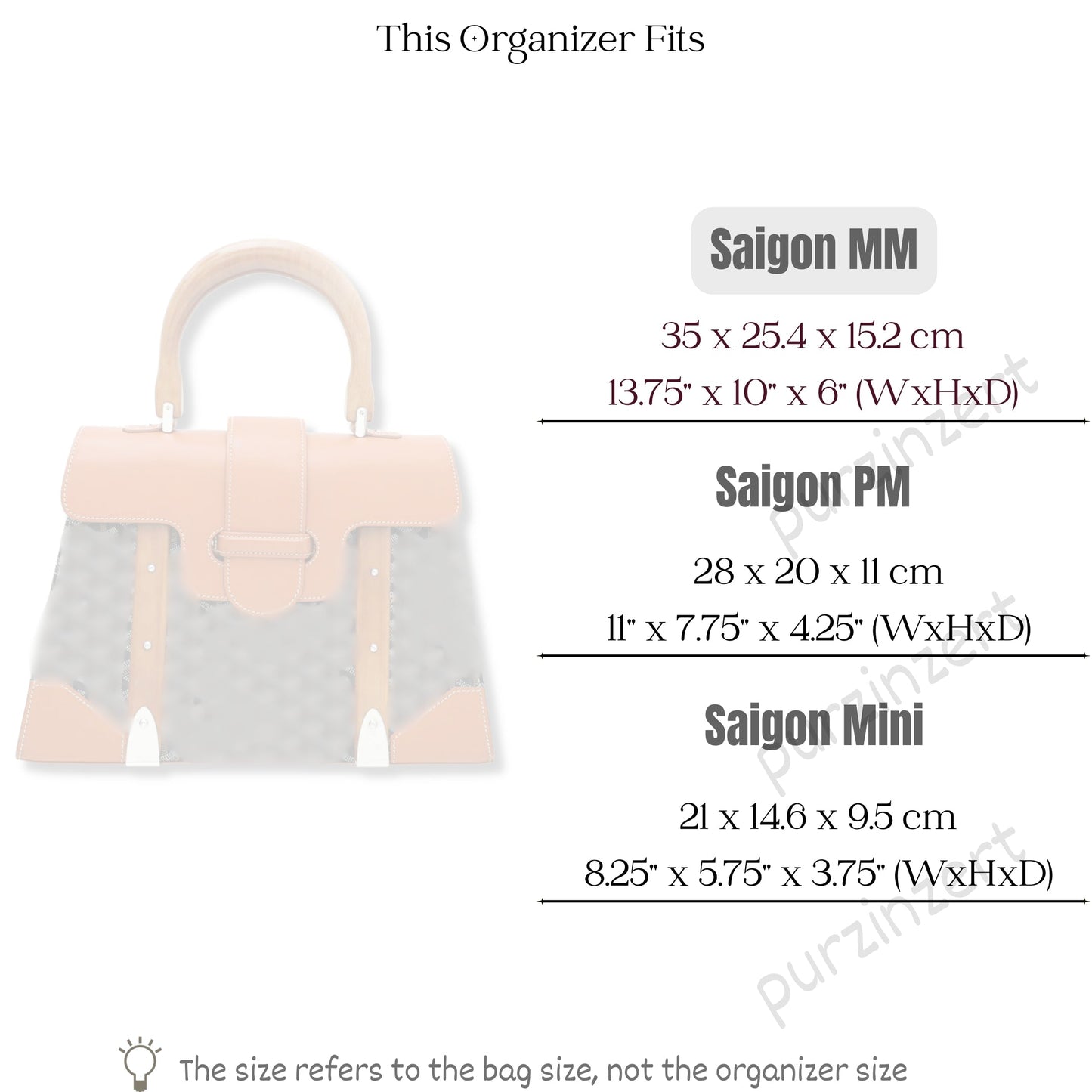 Bag Insert for (Goyard, Saigon MM) Organizer of Felt Fabric
