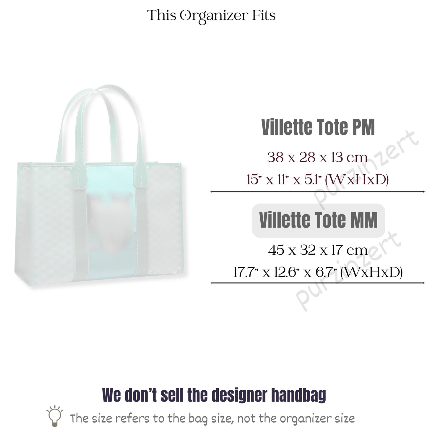 Bag Insert for (Goyard, Villette Tote MM) Organizer of Silk Fabric