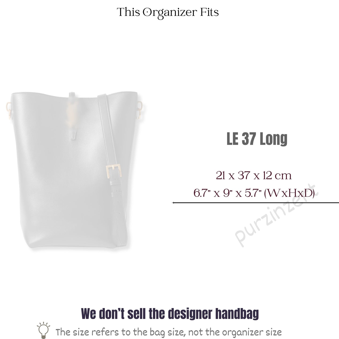 Bag Insert for (Saint Laurent (YSL), LE 37 Long) Organizer of Silk Fabric