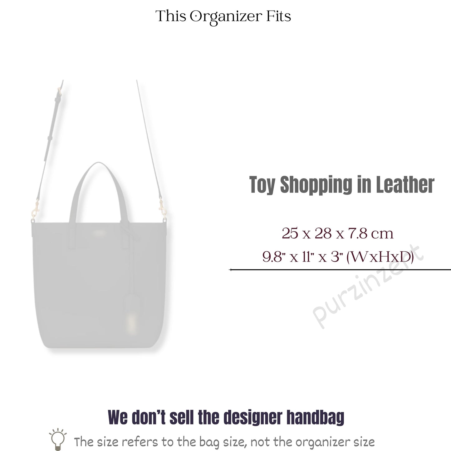 Bag Insert for (Saint Laurent (YSL), Toy Shopping Saint Laurent in Leather) Organizer of Felt Fabric