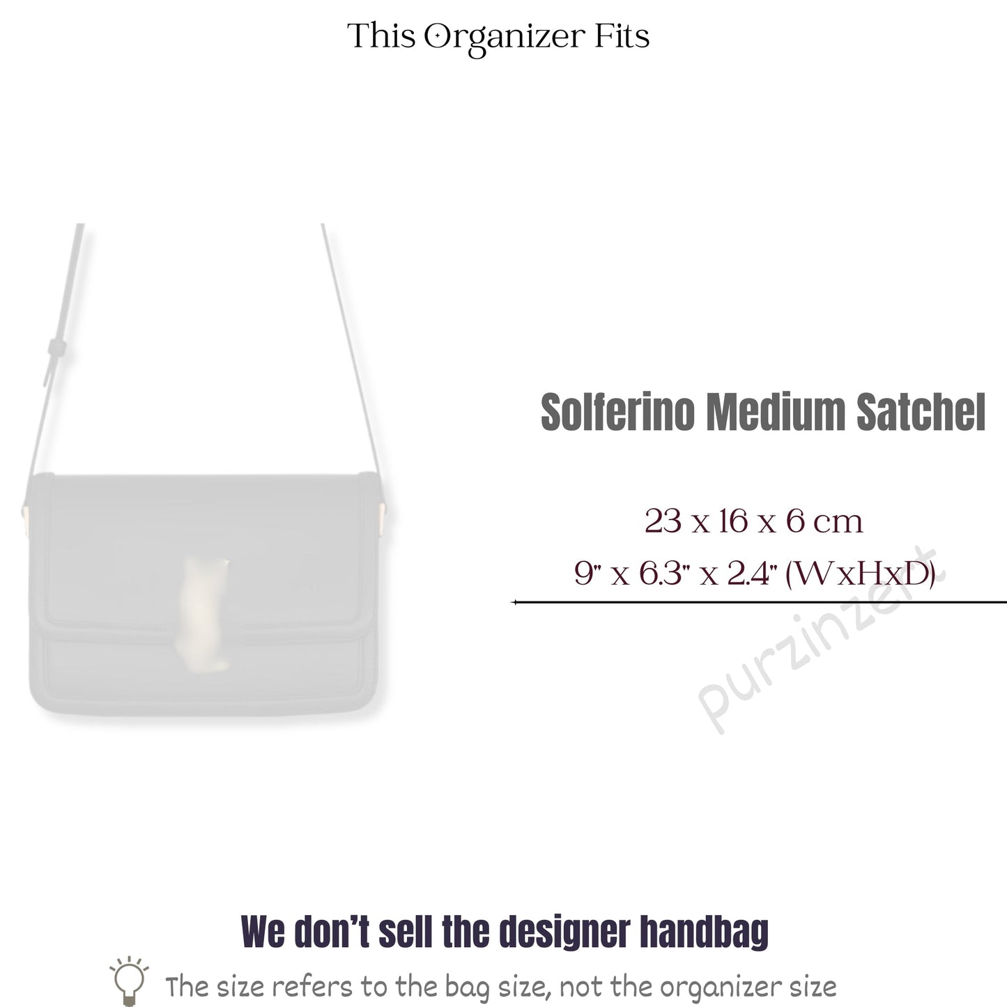 Bag Insert for (Saint Laurent (YSL), Solferino Medium Satchel) Organizer of Silk Fabric