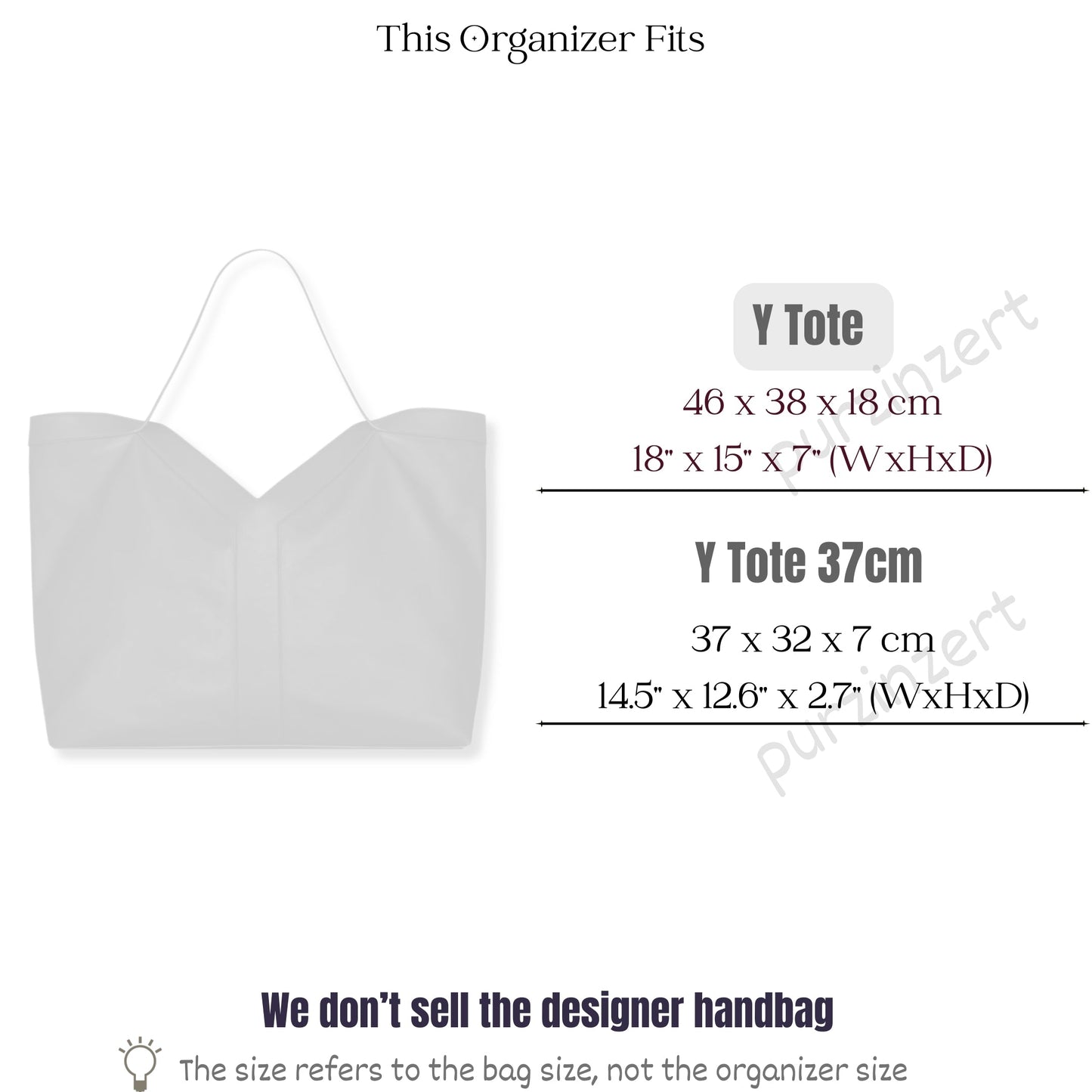 Bag Insert for (Saint Laurent (YSL), Y Tote 46cm) Organizer of Nylon Fabric