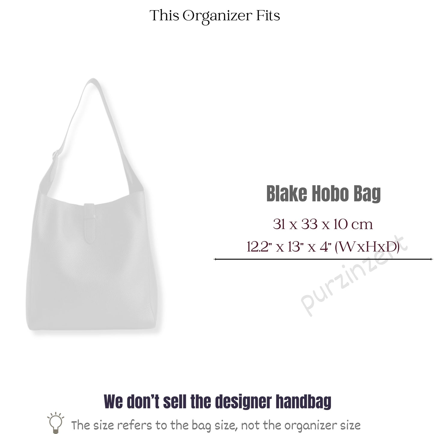 Bag Insert for (The Row, Blake Hobo Bag) Organizer of Silk Fabric