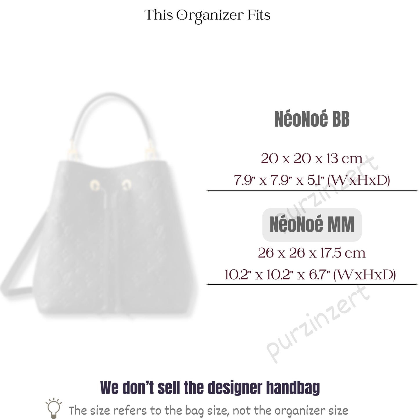 Bag Insert for (LV, NéoNoé MM (Medium)) Organizer of Silk Fabric