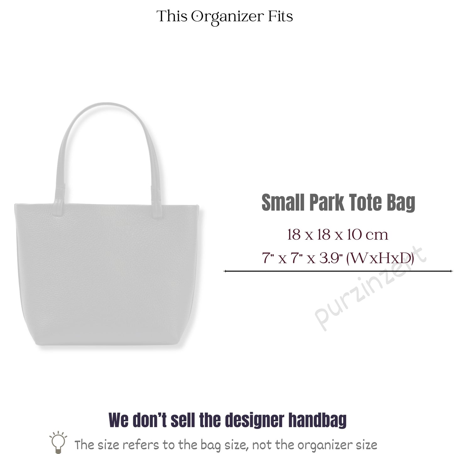 Bag Insert for (The Row, Small Park Tote Bag) Organizer of Nylon Fabric