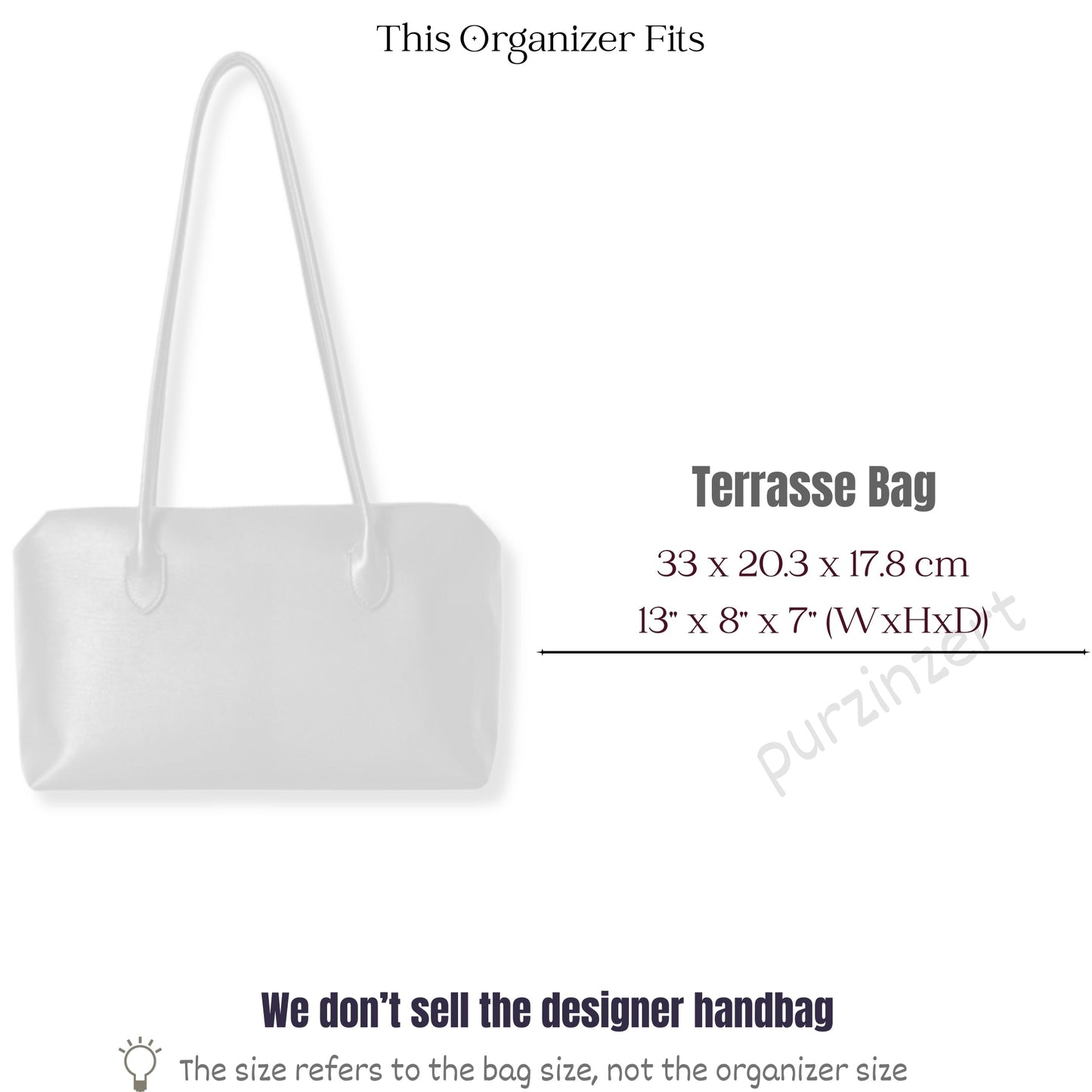 Bag Insert for (The Row, Terrasse Bag) Organizer of Felt Fabric