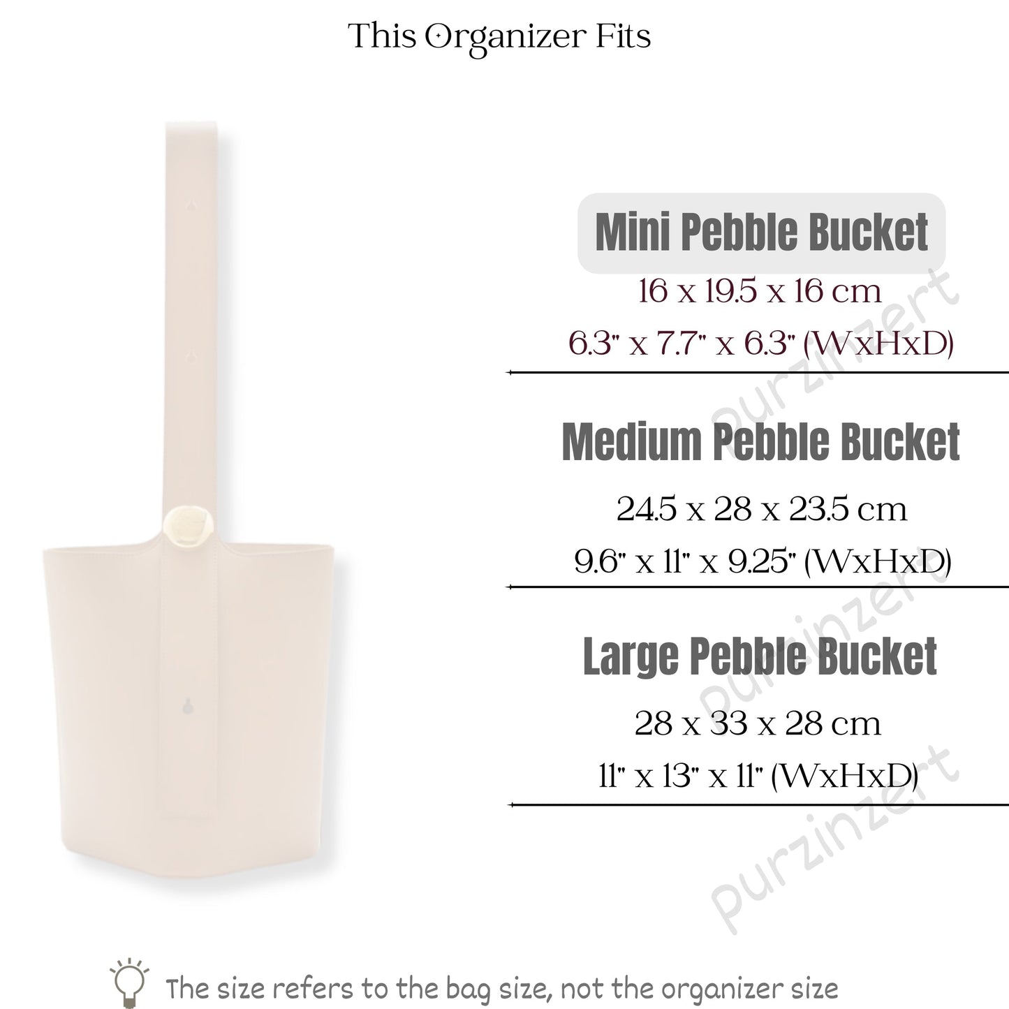 Bag Insert for (Loewe, Mini Pebble Bucket) Organizer of Felt Fabric