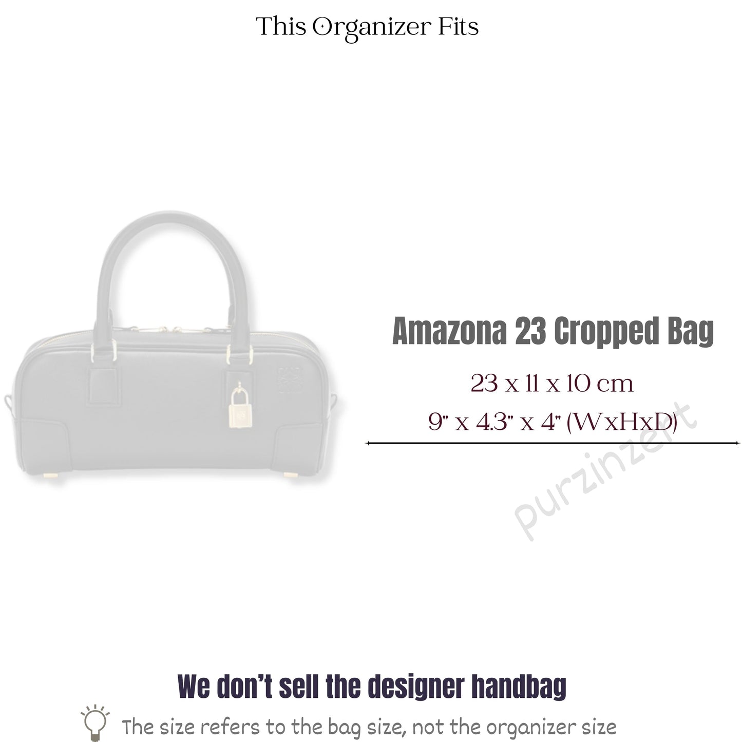 Bag Insert for (Loewe, Amazona 23 Cropped Bag) Organizer of Silk Fabric