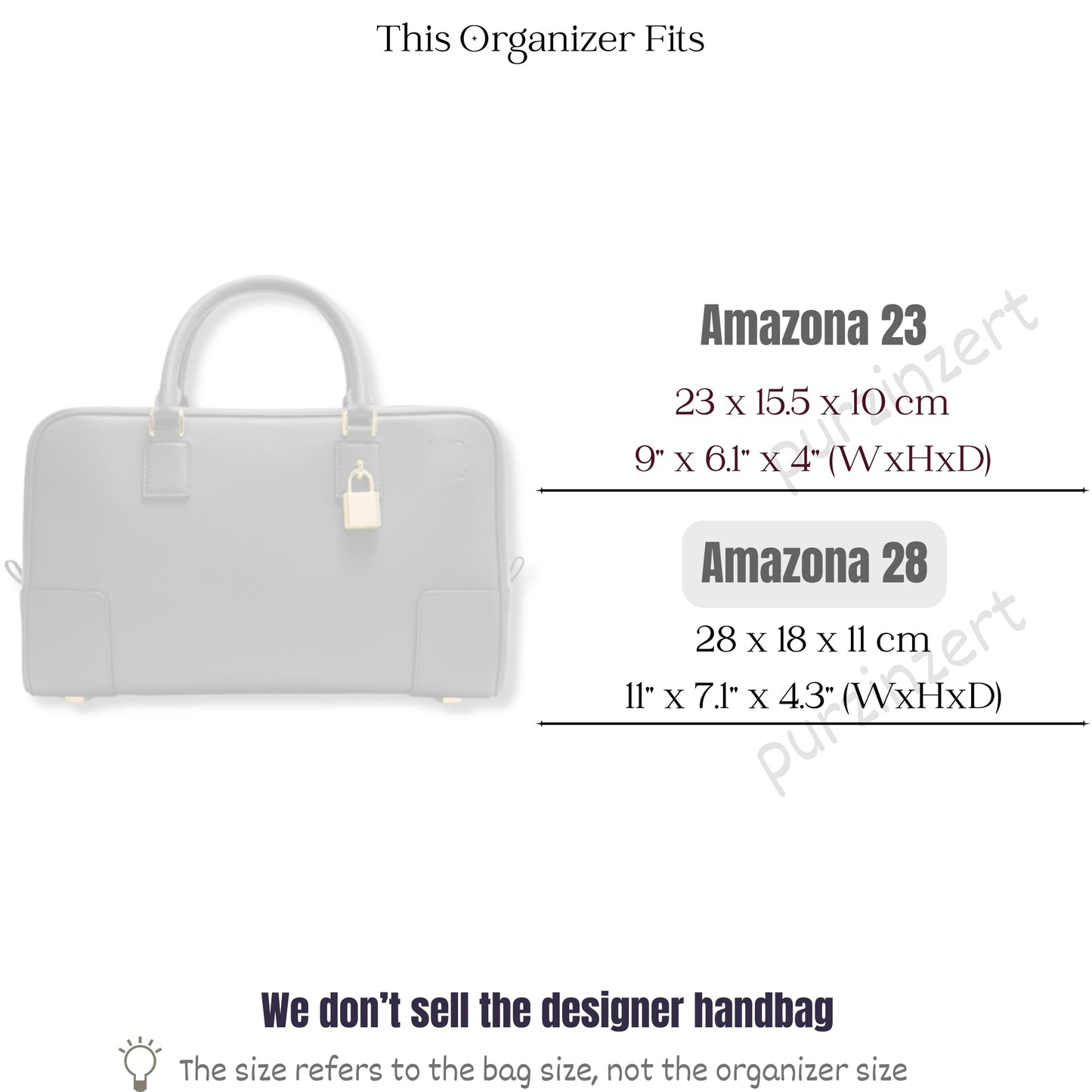 Bag Insert for (Loewe, Amazona 28) Organizer of Felt Fabric