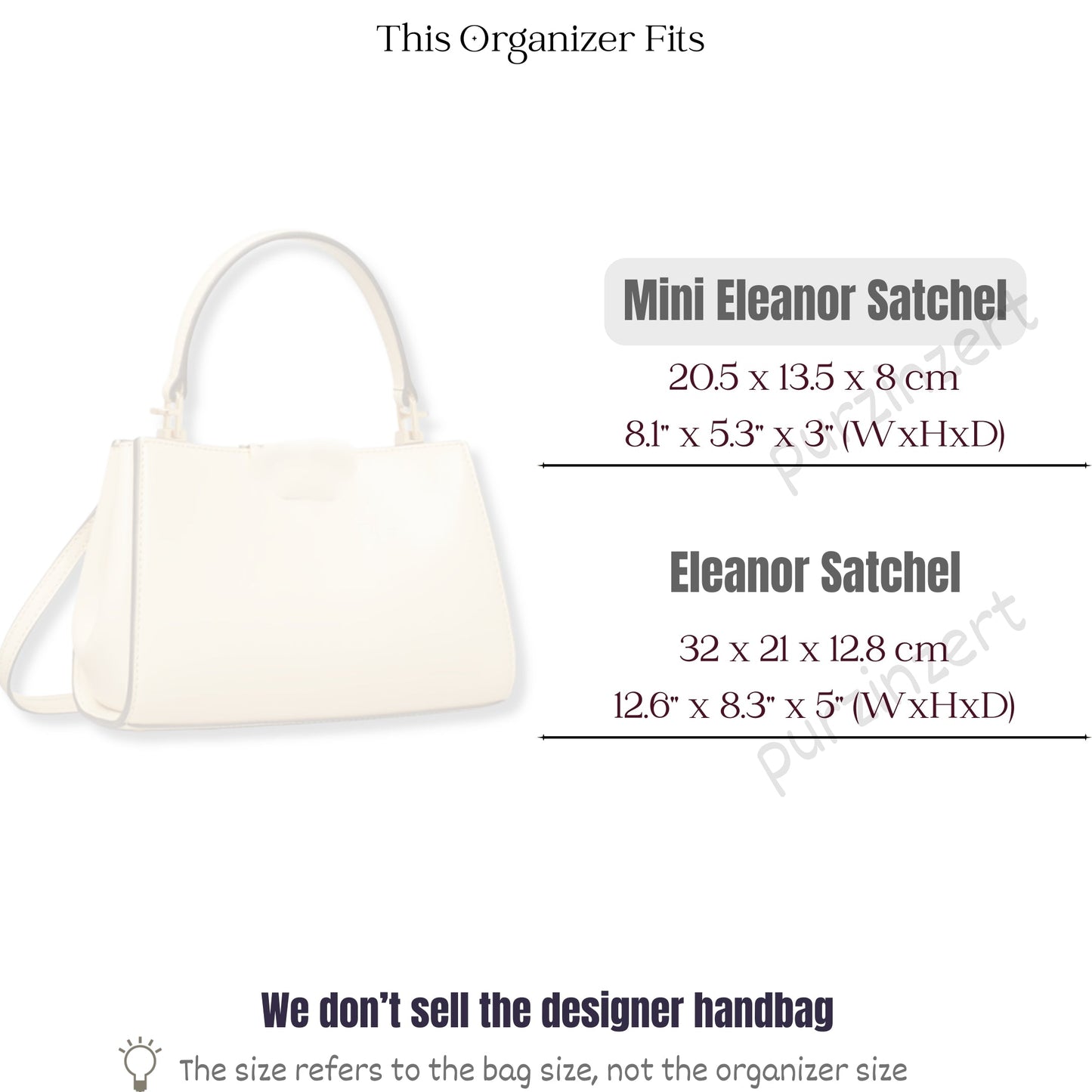 Bag Insert for (Tory Burch, Mini Eleanor Satchel) Organizer of Silk Fabric