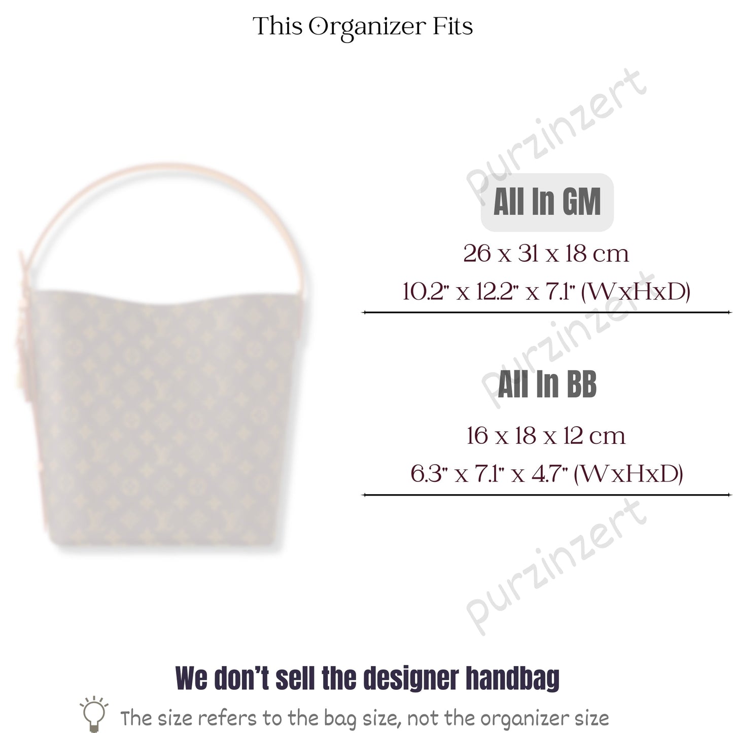 Bag Insert for (LV, All In GM Bucket) Organizer of Felt Fabric